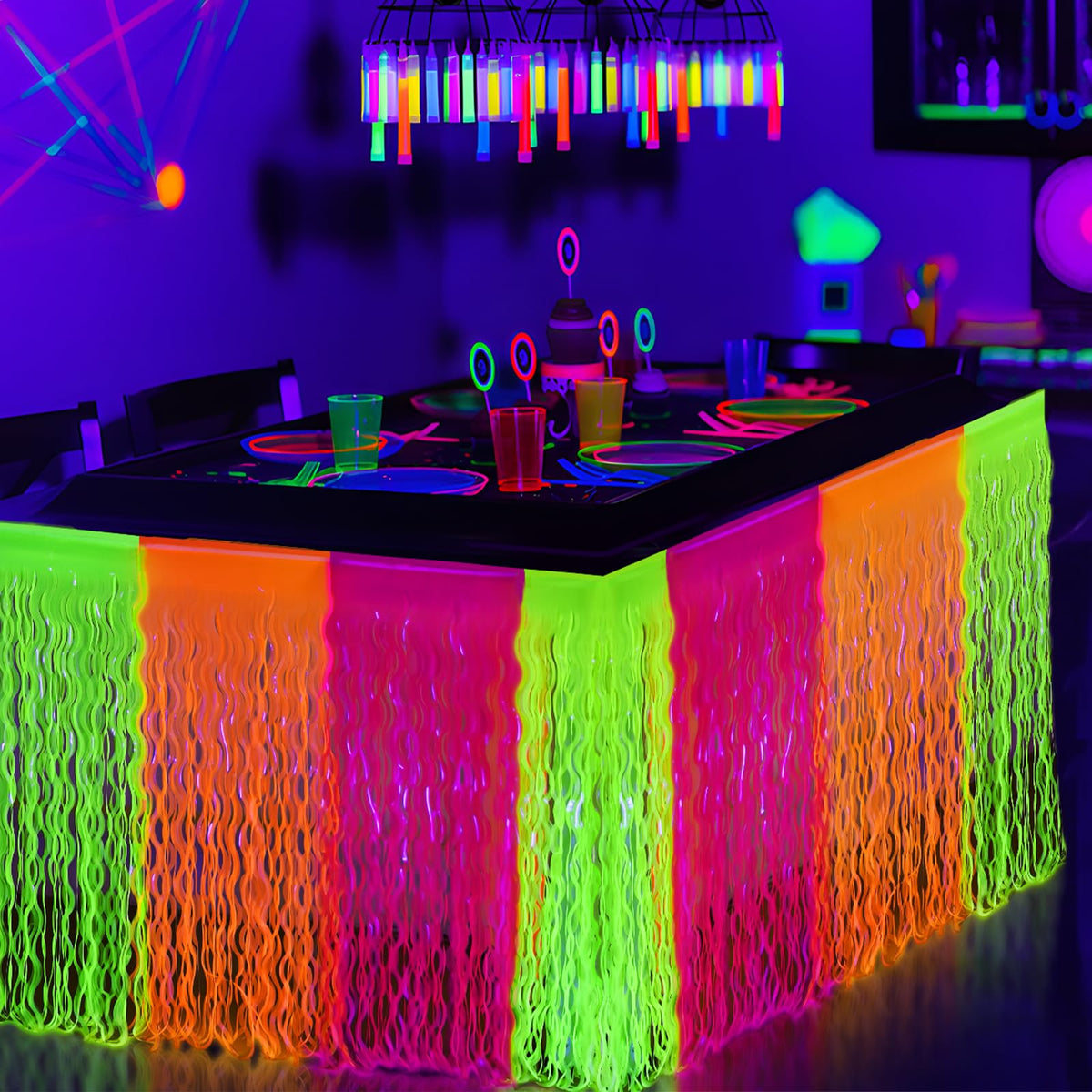 Mega L Glow in The Dark Party Supplies Neon Wavy Table - Mega-Loopolis Official Imagery - 8