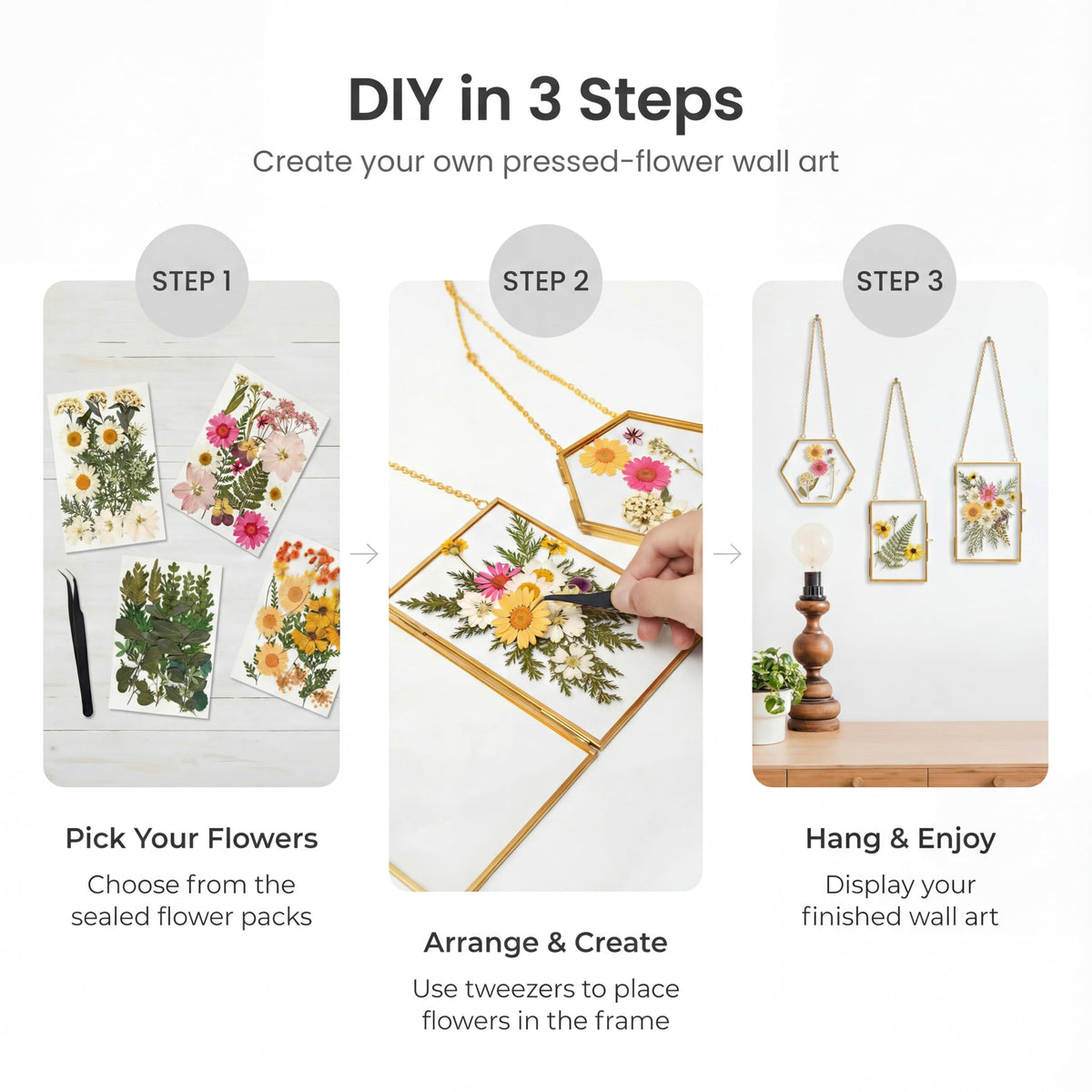 Relaxing Garden Pressed Flower Frame Kit 3 Hanging Glass - Relaxing Garden Official Imagery - 6