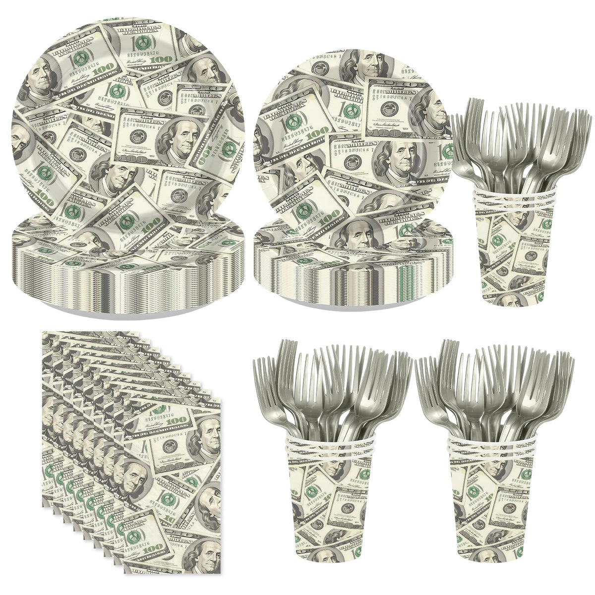 250Pcs Money Party Decoration for Birthday Bachelor Serves - Greencian Official Imagery - 1
