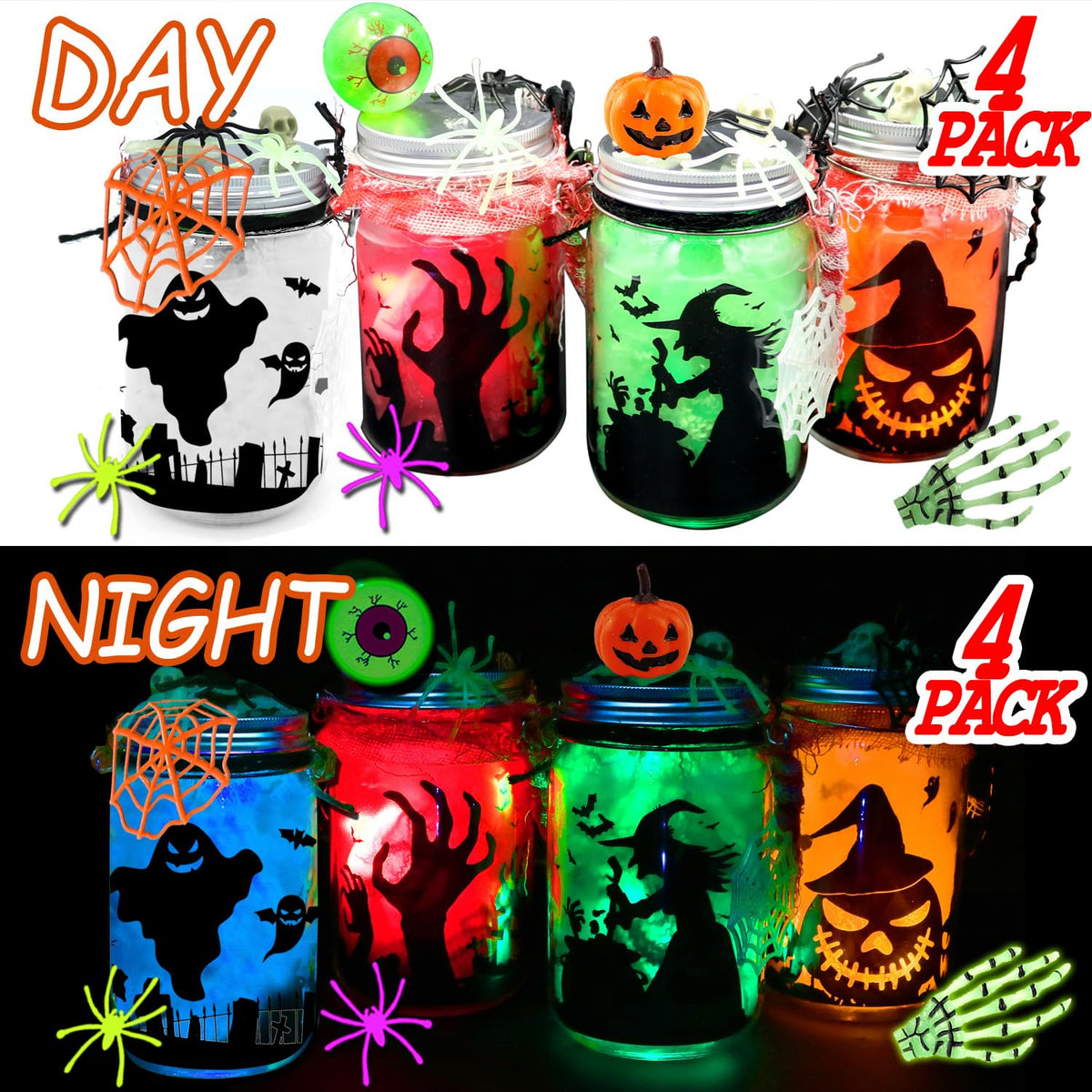 8 Pack Halloween DIY Lantern Jar Craft Kit Decor Supplies - mishunyus Official Imagery - 3