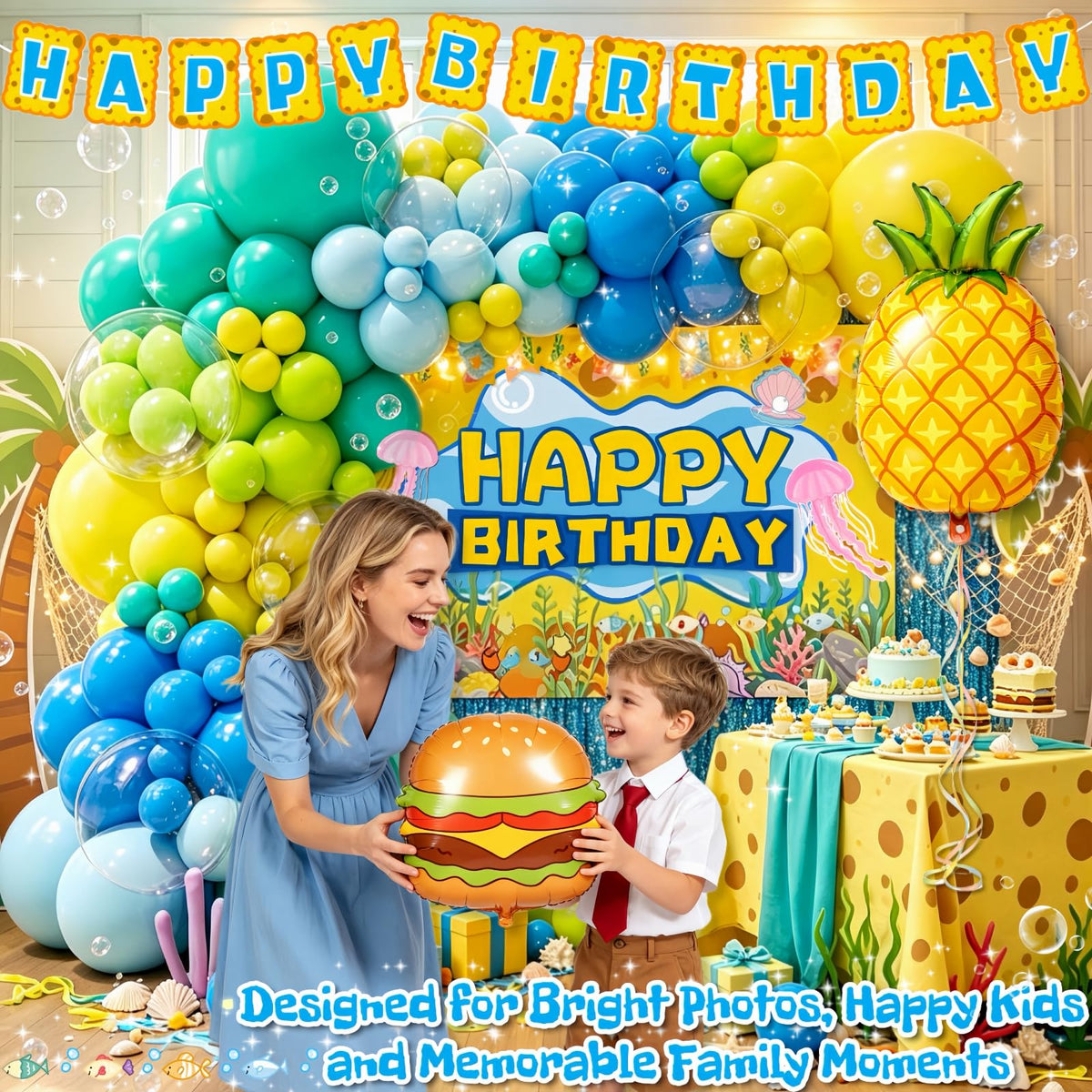 Daidle Sponge Birthday Decorations Kit 153Pcs Under the Sea - Daidle Official Imagery - 7