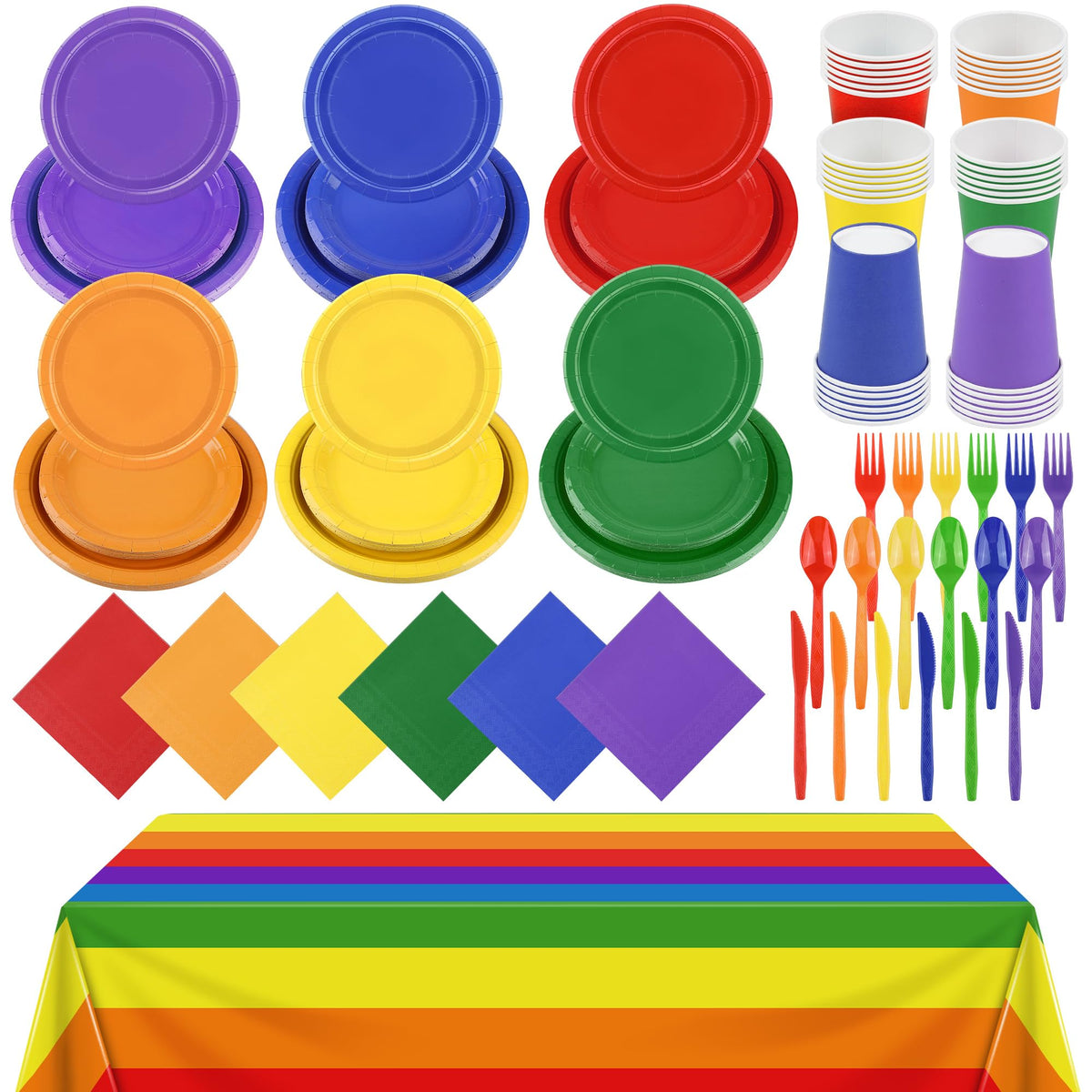 Ruisita 193 Pieces Rainbow Party Supplies Include Disposable - Ruisita Official Imagery - 1