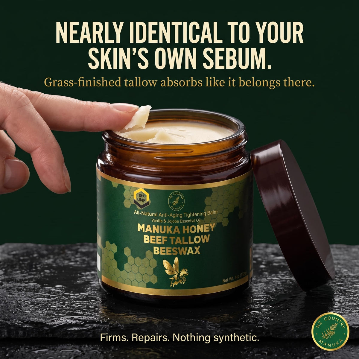 Anti Aging Organic Grass Finish Beef Tallow Honey Balm - NZ Country Manuka Official Imagery - 5