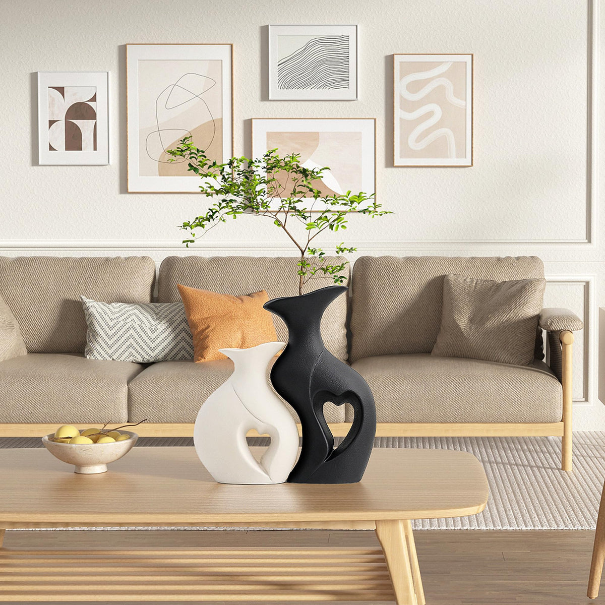 Black and White Vases Home Decor Heart Shape Ceramic Vase - KKgoubz Official Imagery - 4
