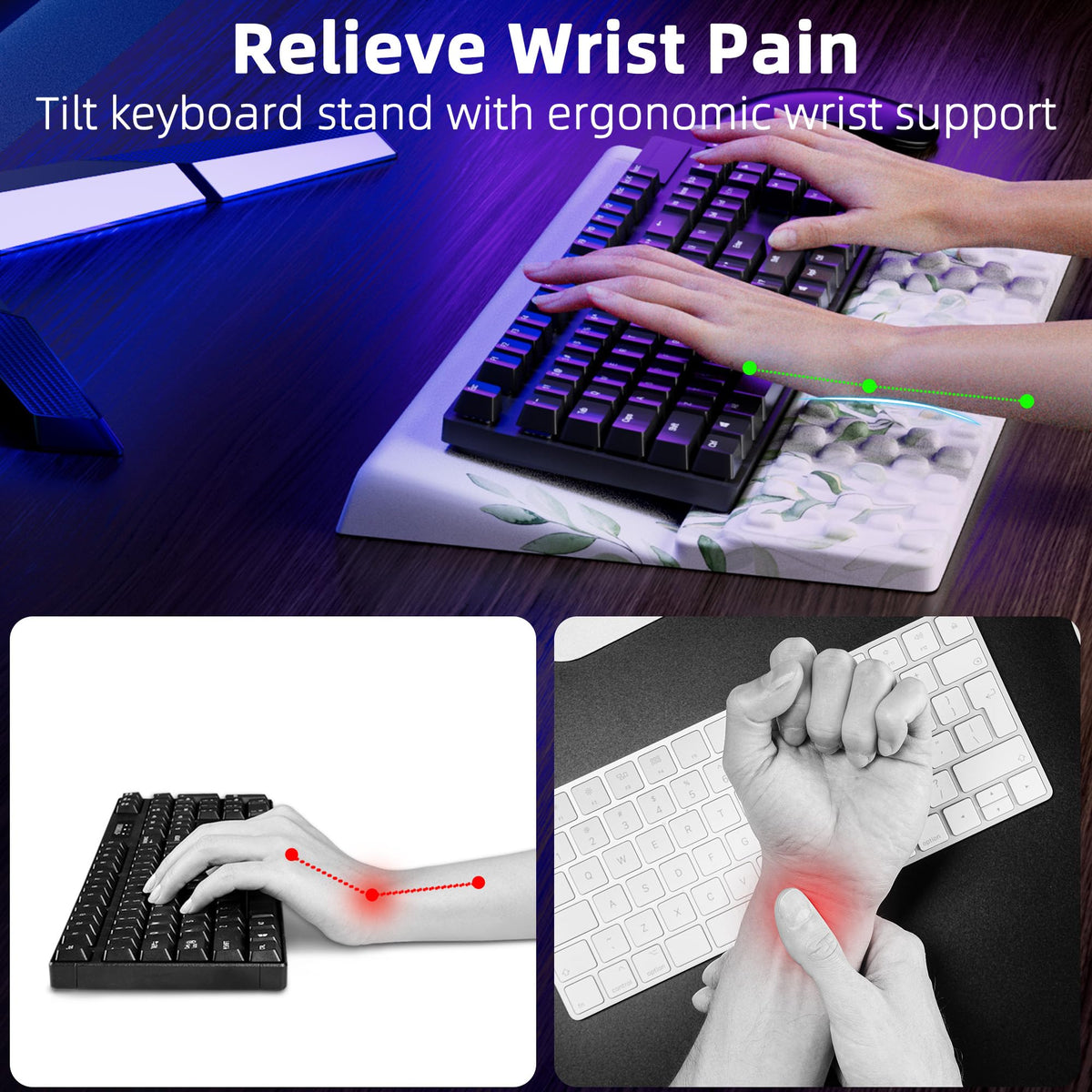 Ospelelf Keyboard Wrist Rest Pad Comfy Ergonomic Keyboard - Ospelelf Official Imagery - 4