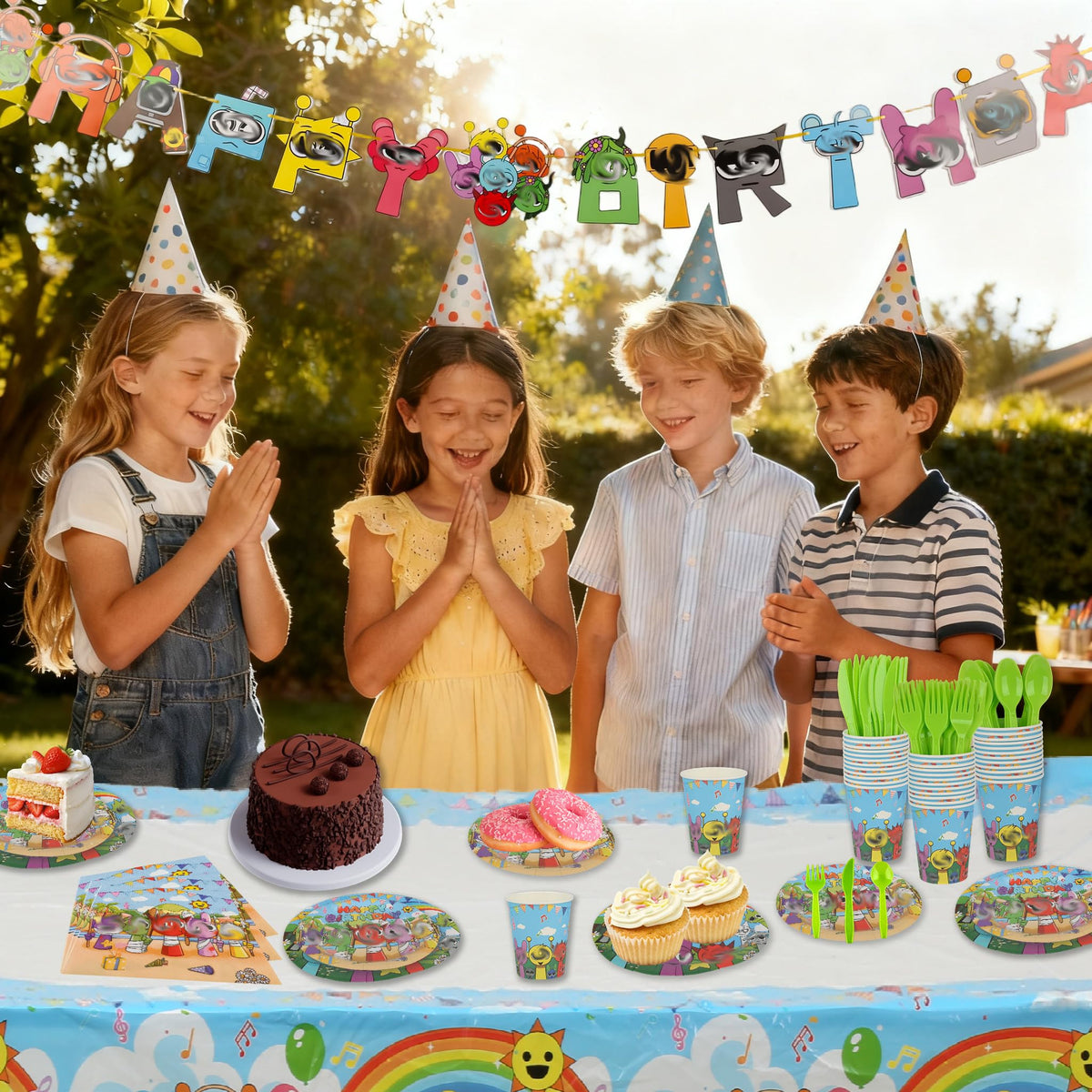 229 PCS Birthday Party Supplies Set Serves 20 Plates Cups - DUMBI Official Imagery - 4