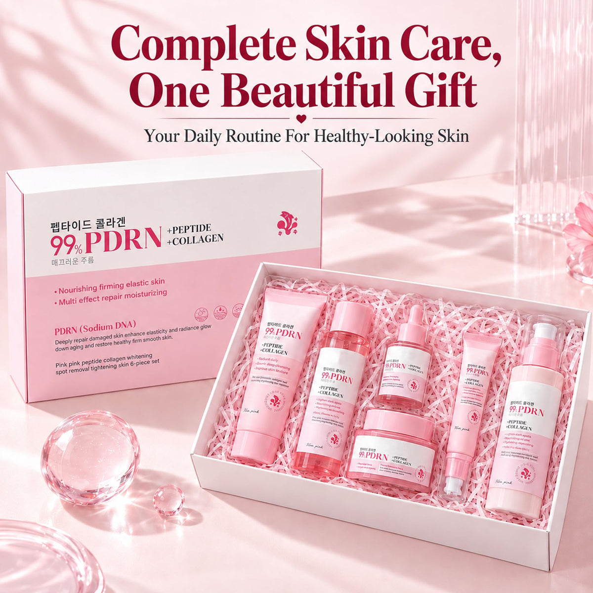 6Pcs PDRN Skin Care Set Collagen Hydrating Facial Routine - Bilziviro Official Imagery - 7