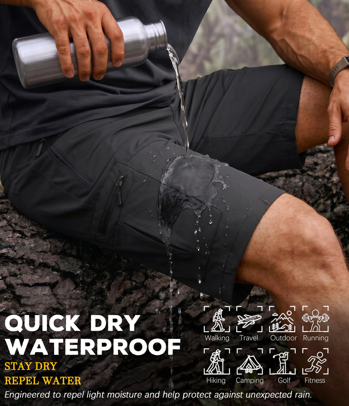 Yufawow Men s Hiking Cargo Golf Hybrid Shorts 9 Lightweight - Yufawow Official Imagery - 5