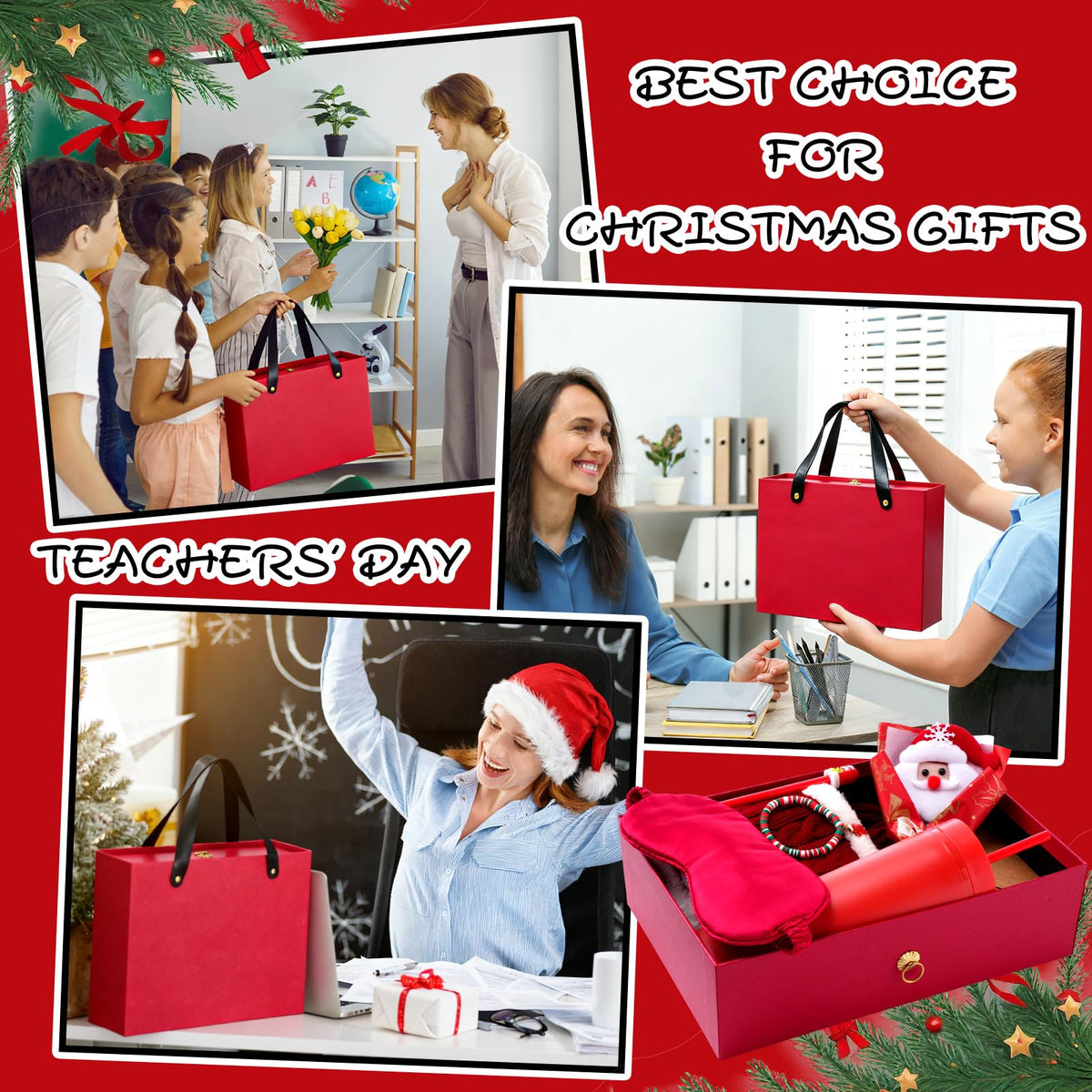 13 Pcs Christmas Women Gift Set Winter Gift Box Classic Red - Cutecrop Official Imagery - 8