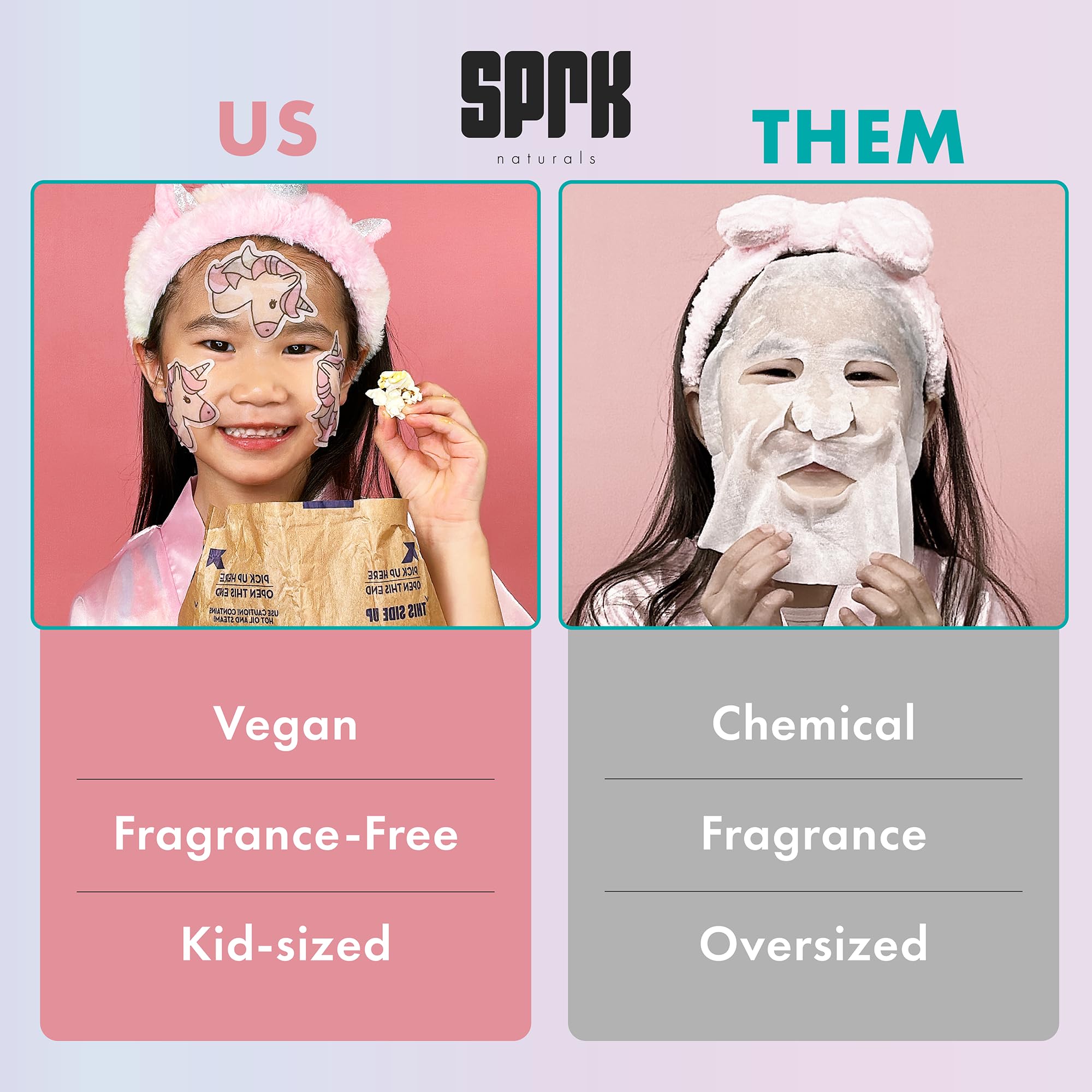 Kids Face Mask Spa Set, 20 Unicorn Patches for Sleepover &amp; - Sprk Naturals