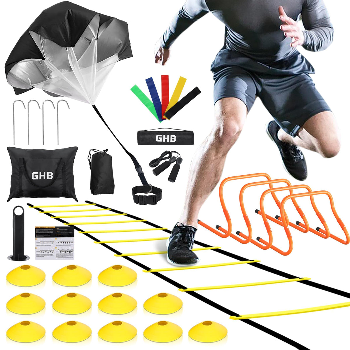 GHB Agility Ladder Football Training Equipment Set - GHB Official Imagery - 2