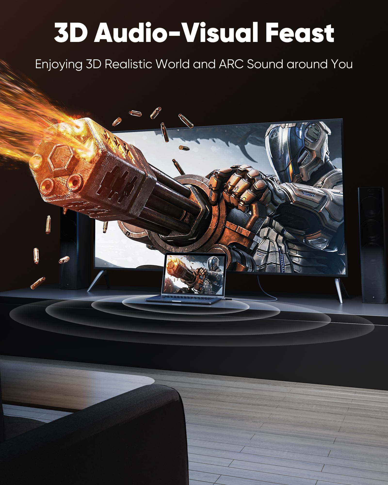 Highwings HDMI Cable 6.6 ft, 4K Ultra High Speed HDMI to HDMI Cor by Highwings - Angle View 7