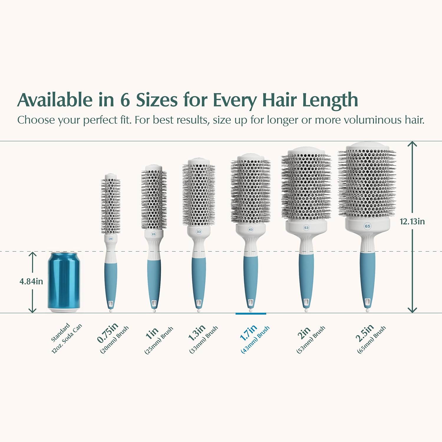 Osensia medium round ceramic hair brushing brush with 43mm barrel for smooth, salon-style blowouts on all hair types.
