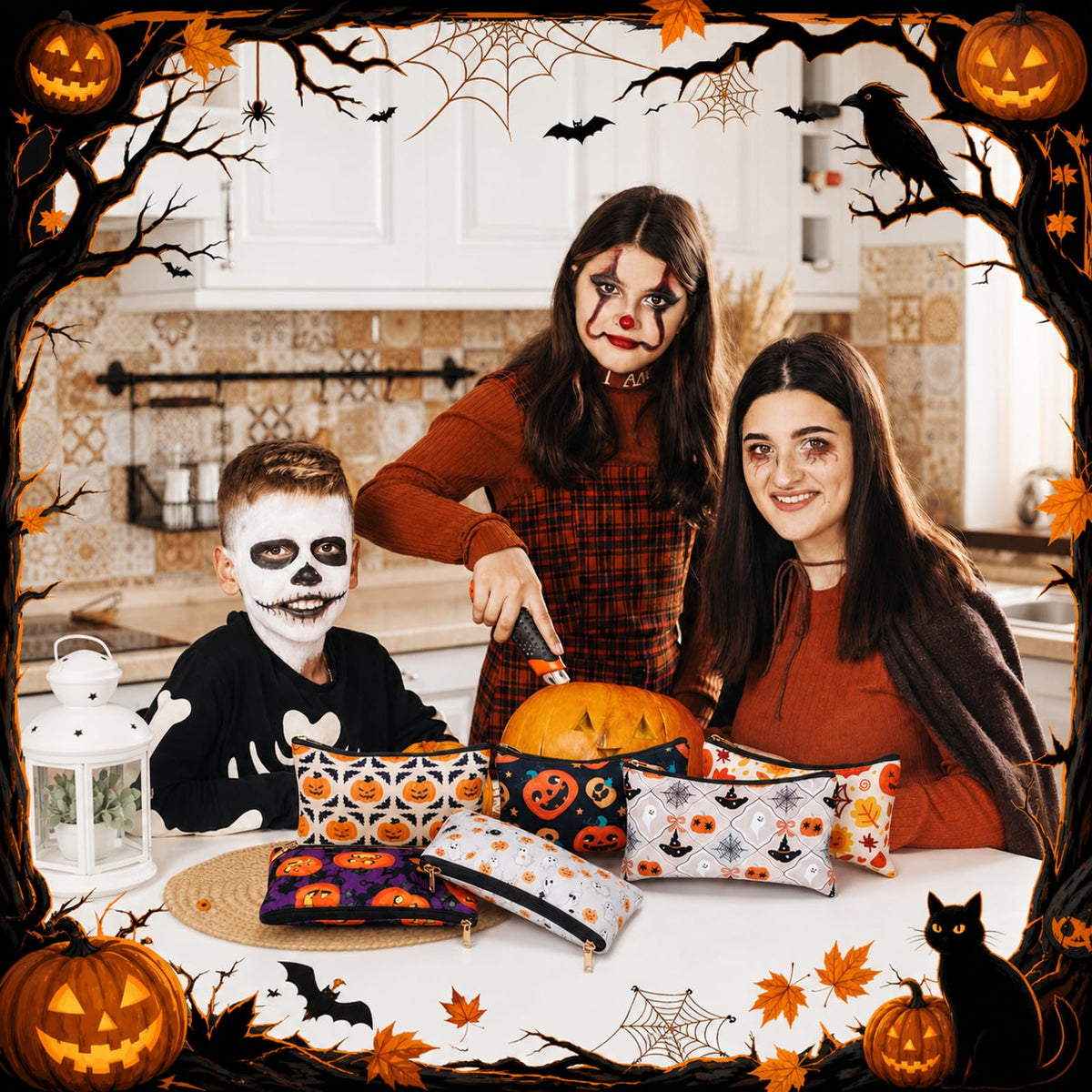 36 Pcs Halloween Canvas Makeup Bags Bulk Zipper Pumpkin - Locmeo Official Imagery - 6