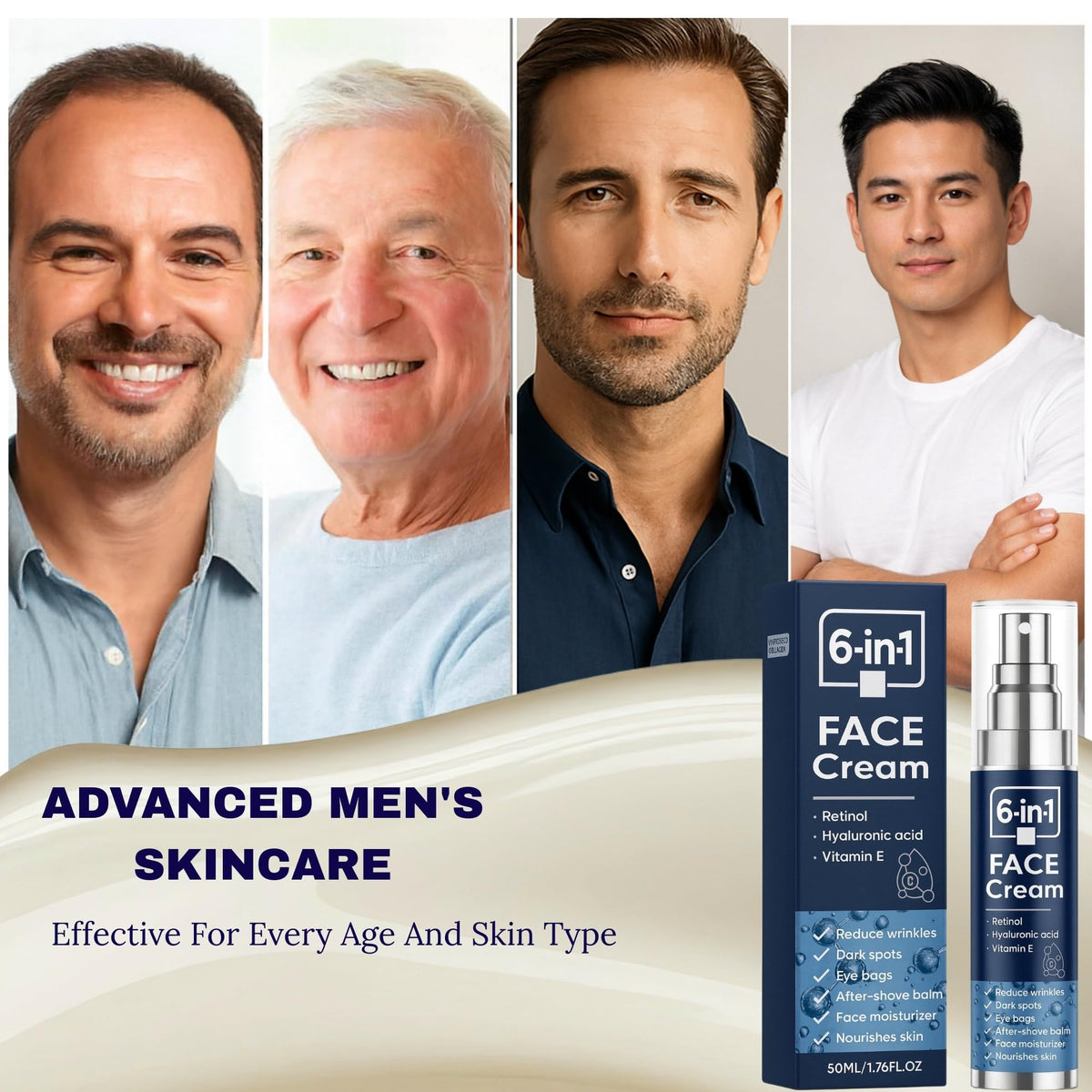 6 in 1 Face Cream for Men Anti Aging Moisturizer with - hoygei Official Imagery - 5