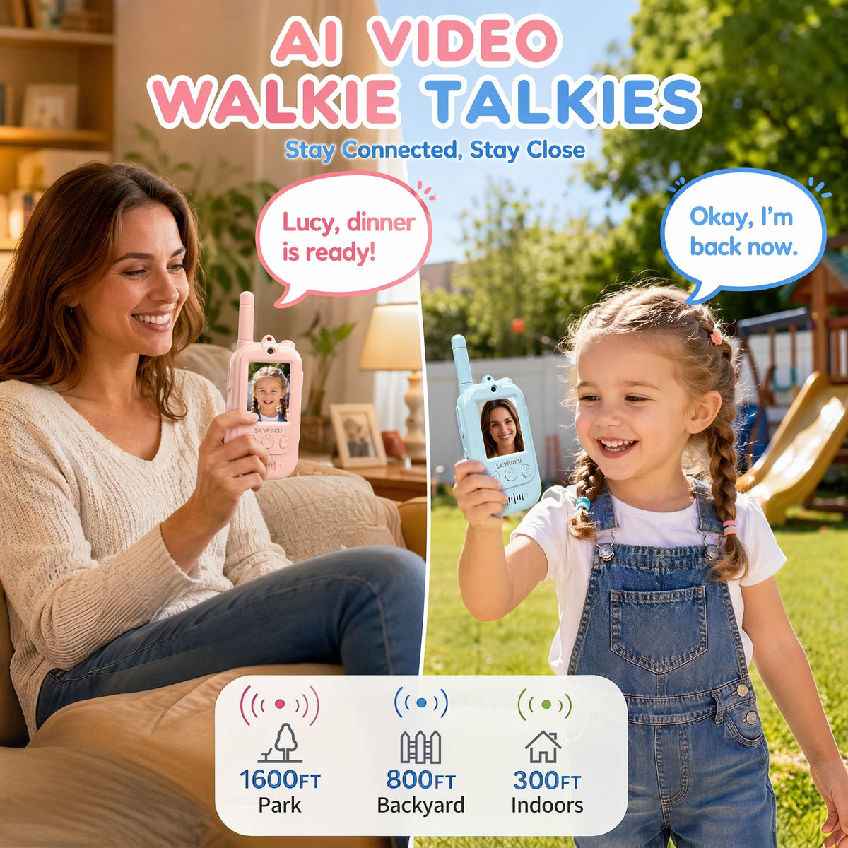2 Walkie Talkies for Kids Video Call Toys Gifts for Boys - SKYROKU Official Imagery - 3