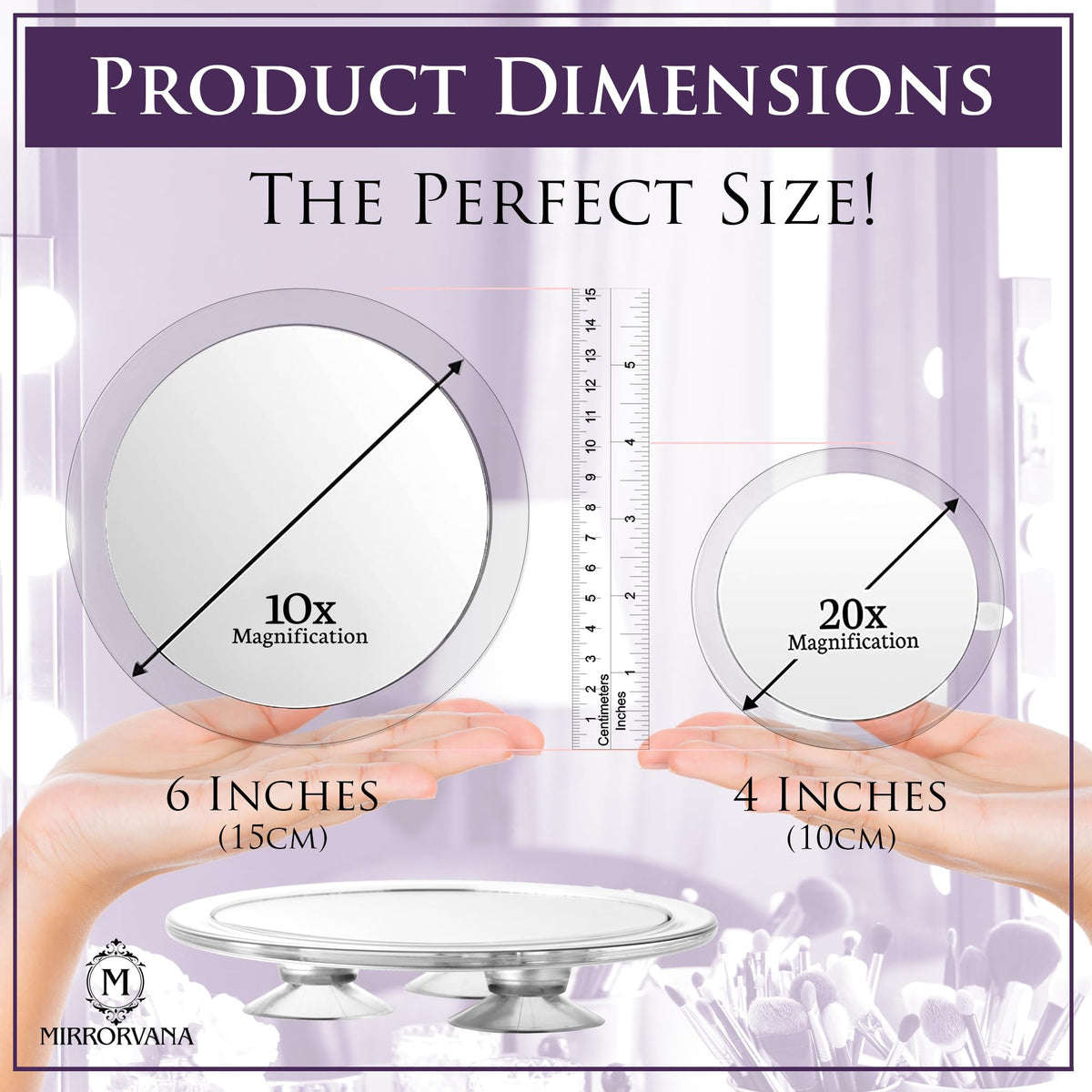 20X 10X Magnifying Mirror Set 3 Suction Cups Each 6 4 - MIRRORVANA Official Imagery - 3