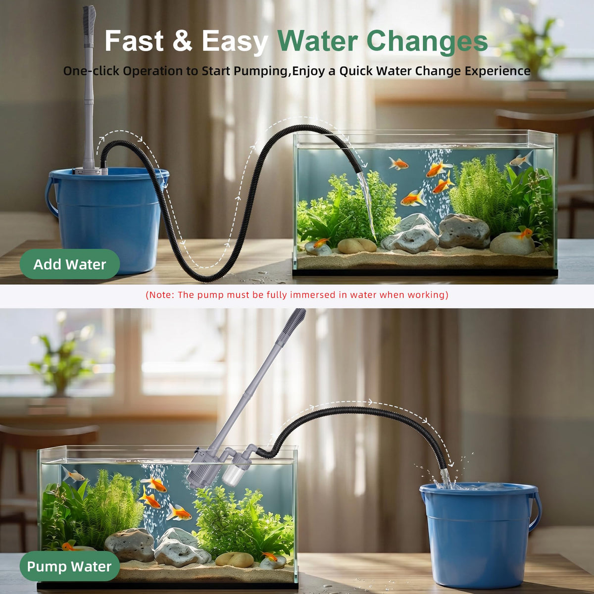 Electric Aquarium Vacuum Gravel Cleaner 5 in 1 Fish Tank - Meirenivo Official Imagery - 5