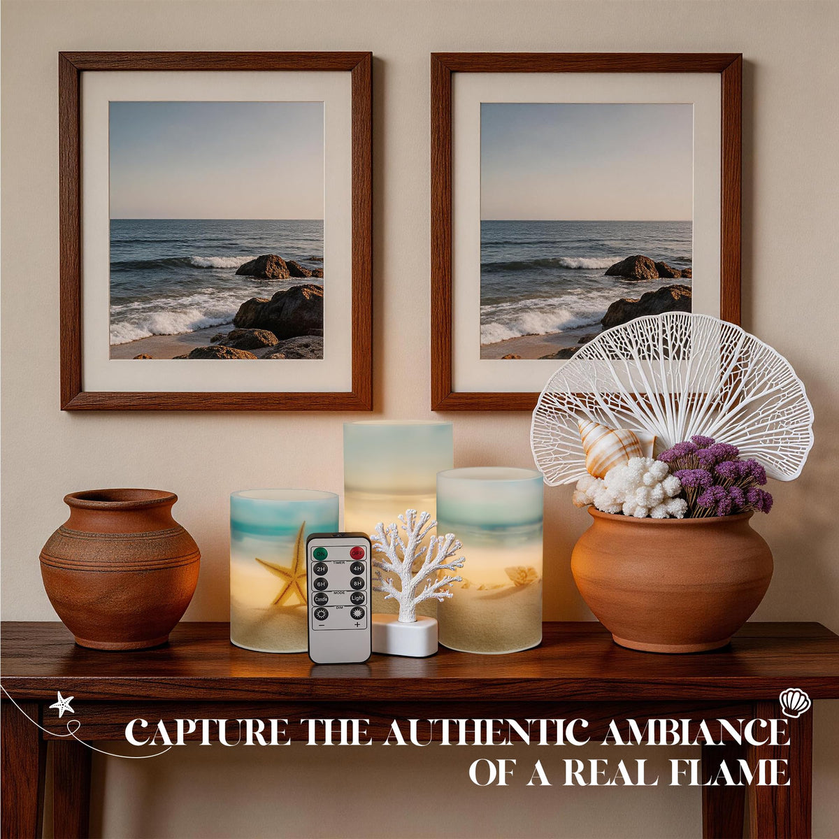 Beach Coastal Ocean Decor Seashell Starfish Battery - Velsyn Official Imagery - 8
