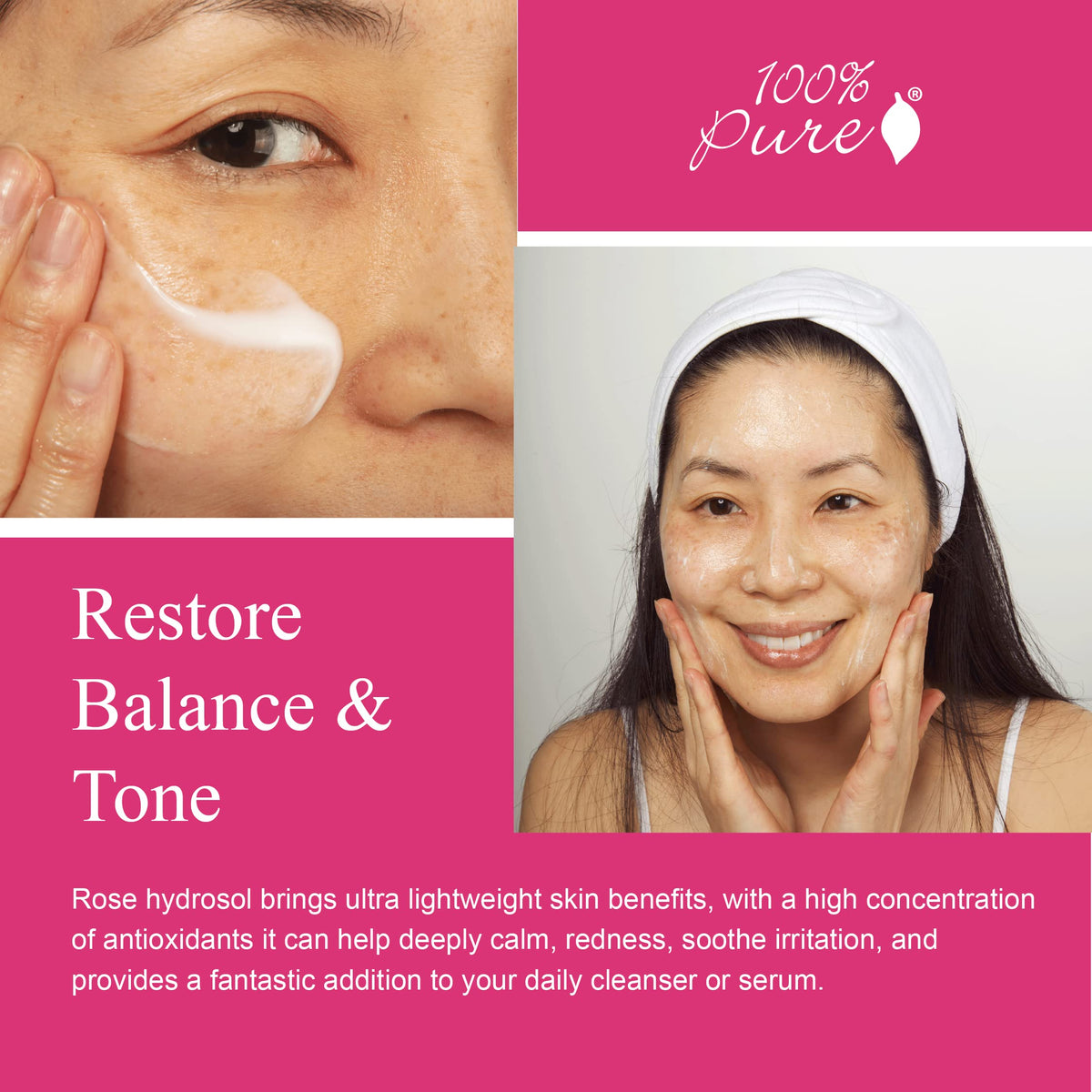 100 PURE Rose Water Hydrating Milk Hyaluronic Acid Squalane - 100% PURE Official Imagery - 5