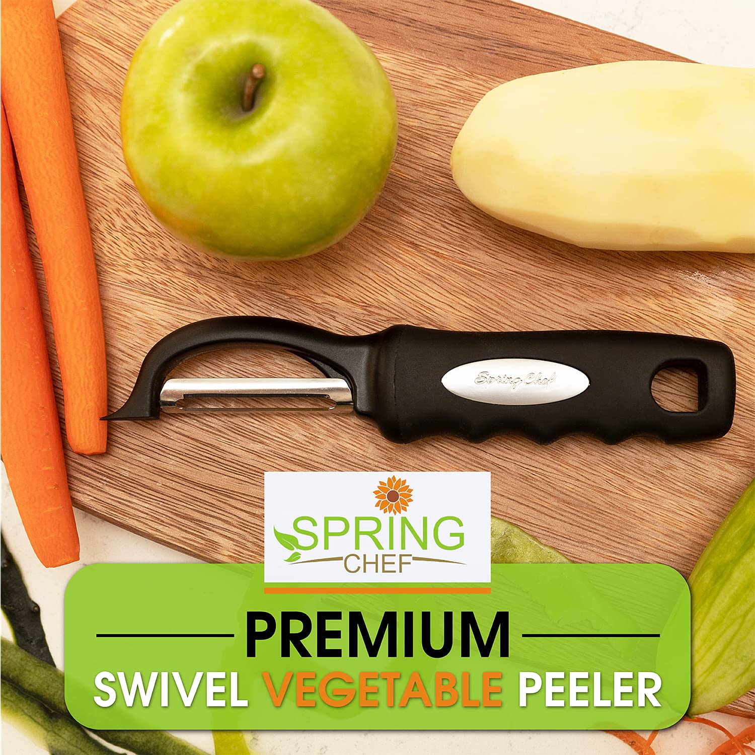 Spring Chef Swivel Vegetable Peeler for Kitchen w/Soft Grip Handl by Spring Chef - Angle View 3