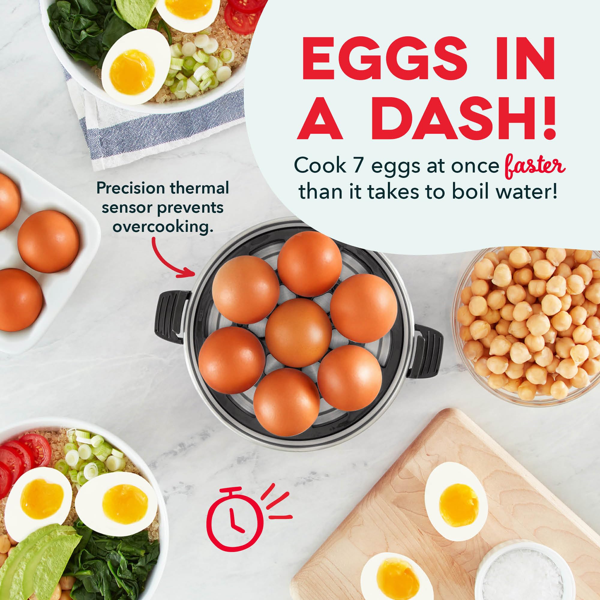 Dash Rapid Egg Cooker, 7 Hard Boiled Eggs, Black by DASH - Angle View 3