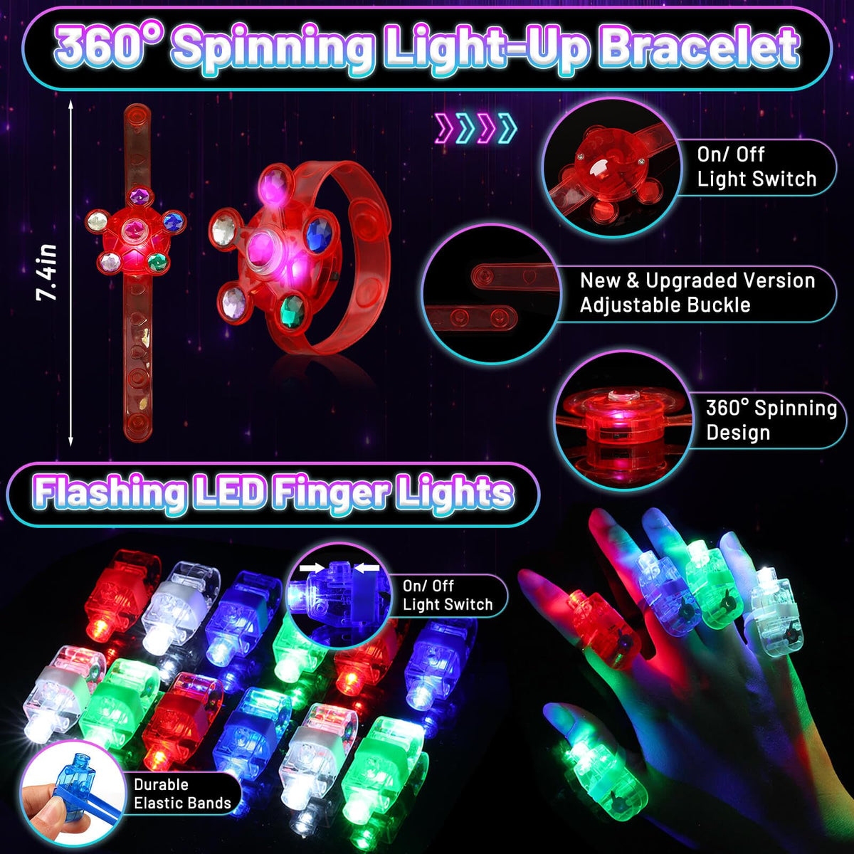 276 PCS Glow in the Dark Party Supplies Light Up Party - Tetutor Official Imagery - 5
