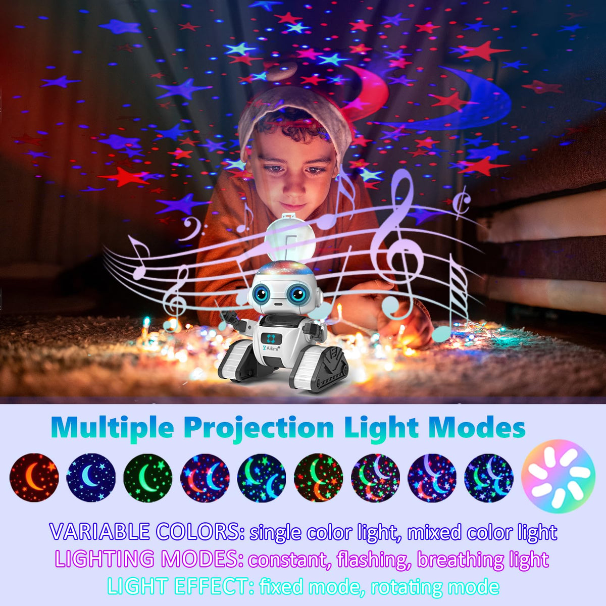 Aikmi Robot Toys for Kids 4 12 RC Robot w Projector Night - Aikmi Official Imagery - 3