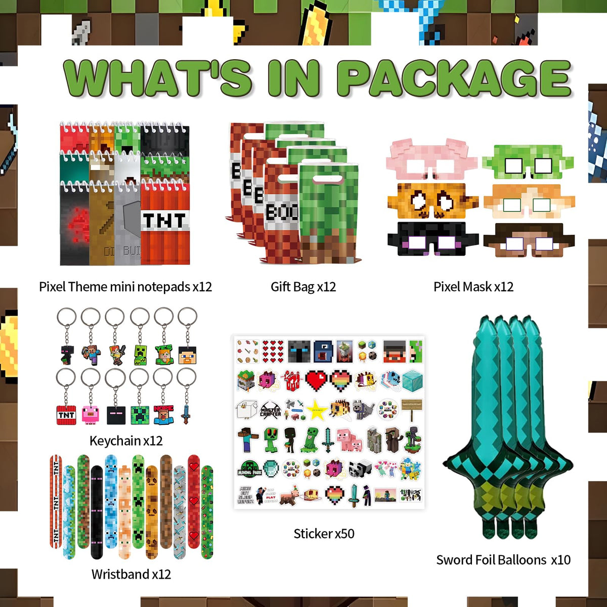 120 PCS Party Favors for Pixel Theme Birthday Party Supplies - Youkali Official Imagery - 4
