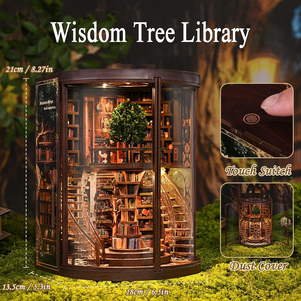 Wisdom Tree Library Book Nook Kit DIY 3D Wooden Puzzle with - Havefunfun Official Imagery - 5