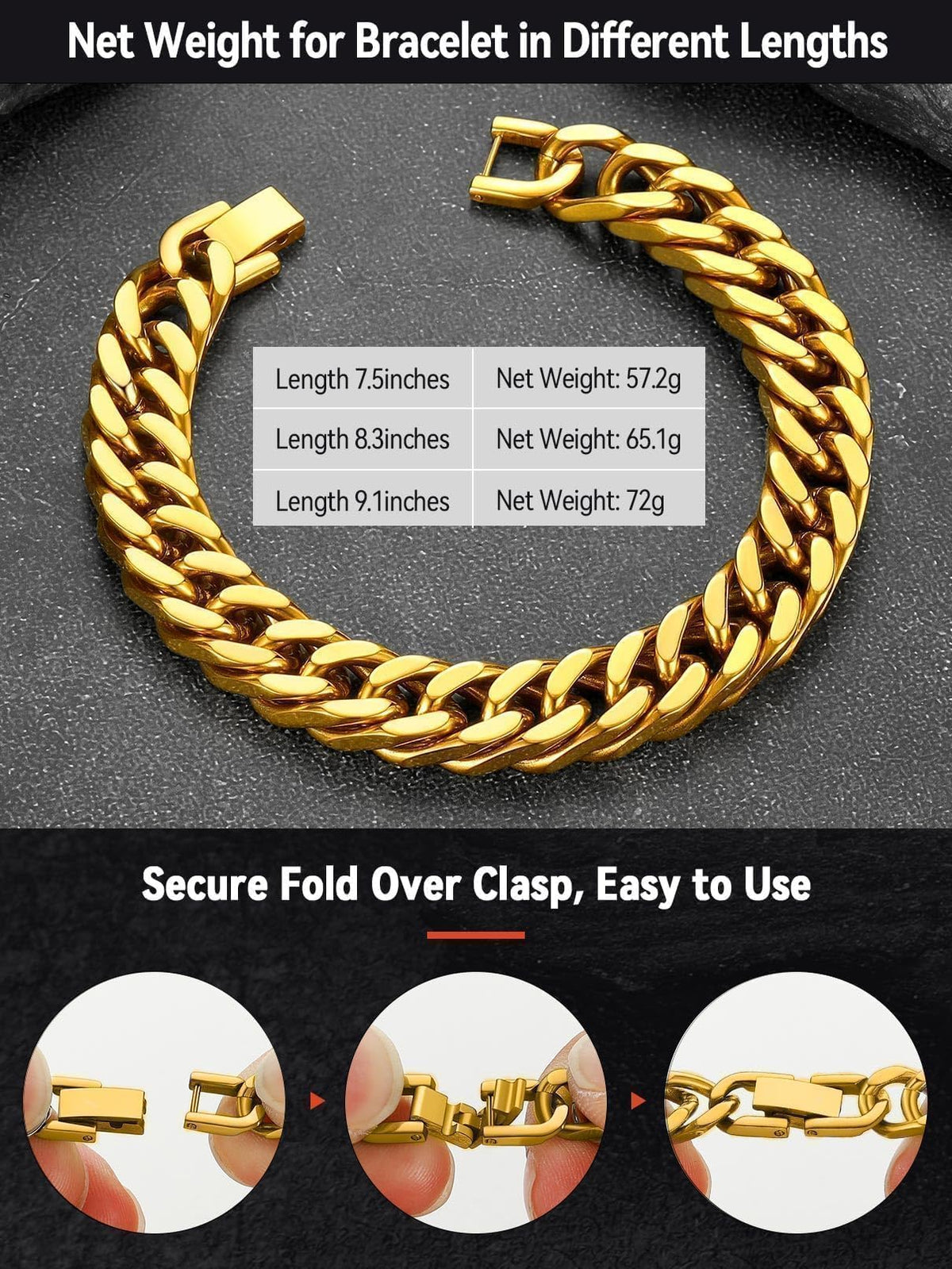 FaithHeart Mens Stainless Steel Cuban Link Bracelet Tarnish - FaithHeart Official Imagery - 7