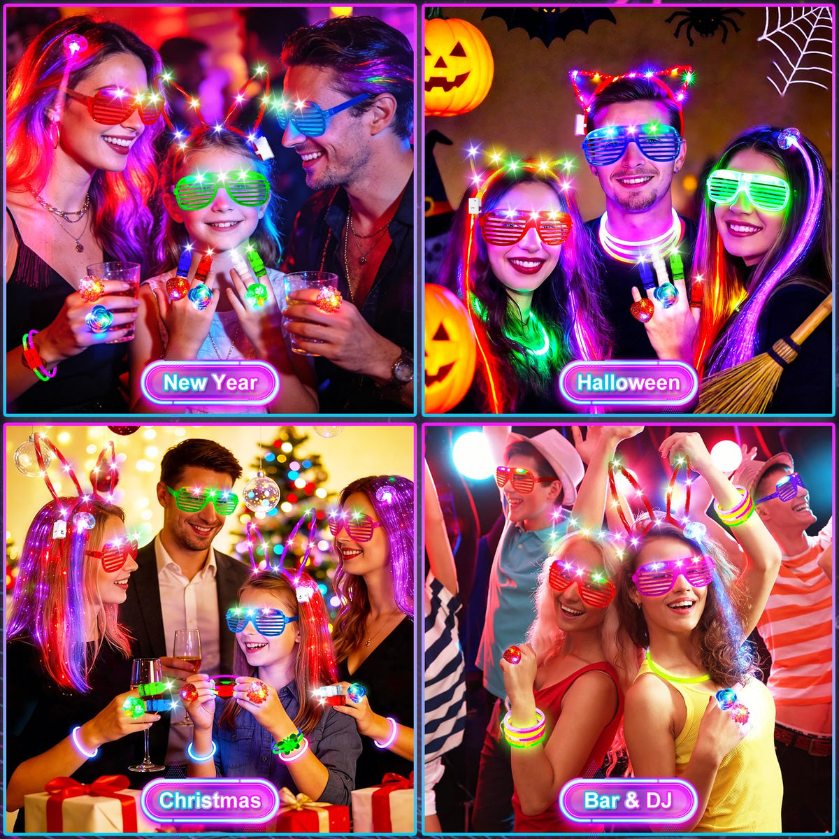 SHQDD 154PCS Glow in the Dark Party Supplies Neon Party - SHQDD Official Imagery - 8