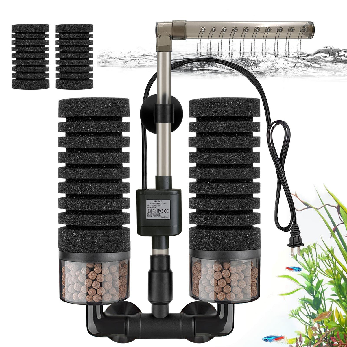 Upgrade Aquarium Electric Power Sponge Filter with - DEGGOX Official Imagery - 2