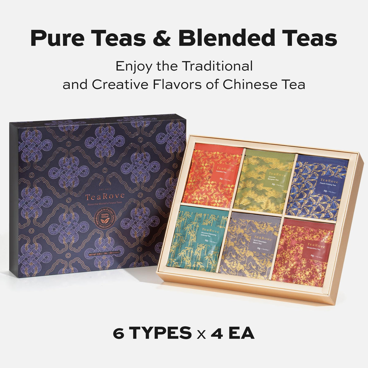 TeaRove Fancy Tea Gift Set with Gold Foil Presentation Box - TeaRove Official Imagery - 6