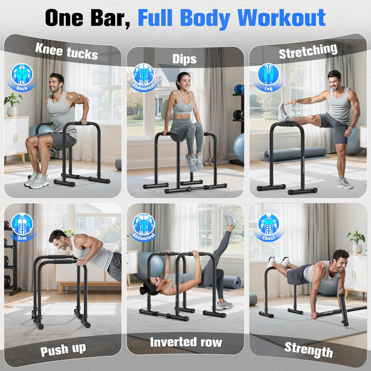 Sportsroyals Adjustable Dip Bar Station Heavy Duty - Sportsroyals Official Imagery - 5
