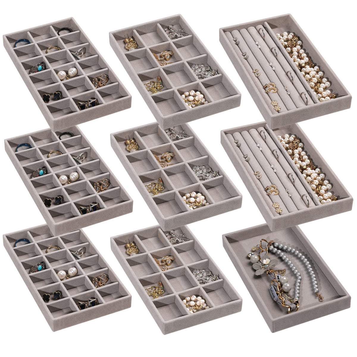 Jewelry Trays for Drawer Set of 9 Jewelry Organizer and - Frebeauty Official Imagery - 2