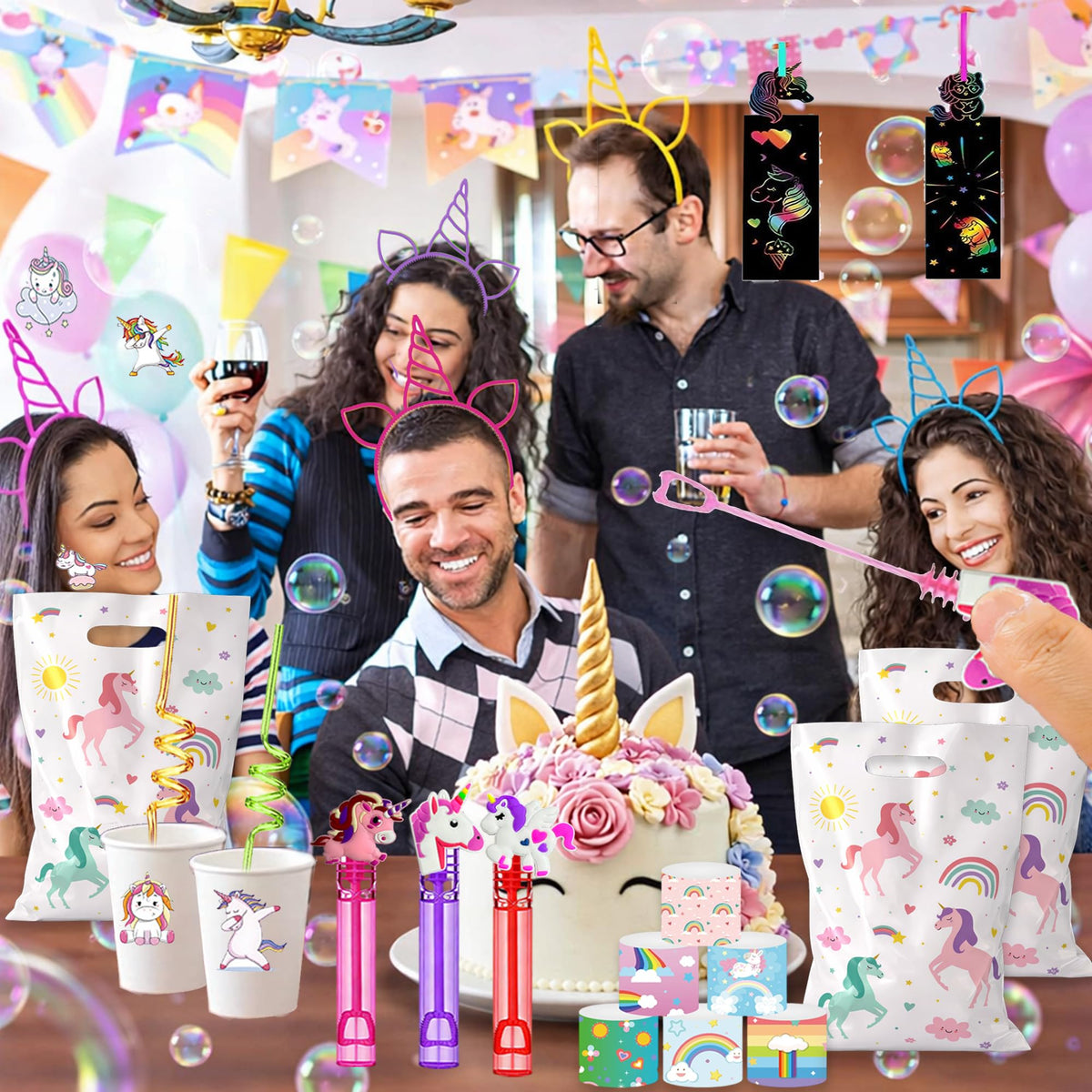 256PCS Unicorn Party Favors Set with Gift Bags Wands Straws - Fybnqlira Official Imagery - 8