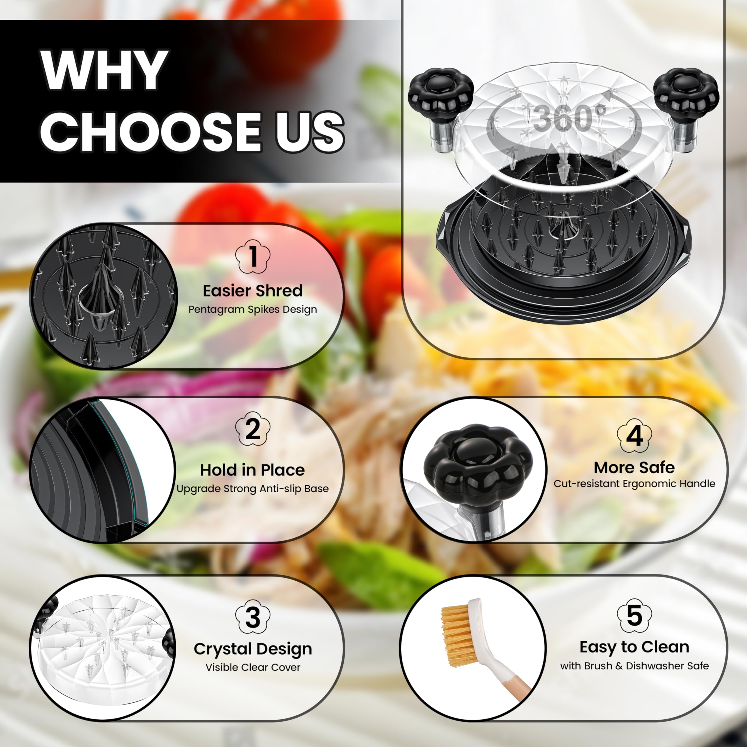 Beiyunee Chicken Shredder Tool Twist Large - Meat Shredders for C by Beiyunee - Angle View 3