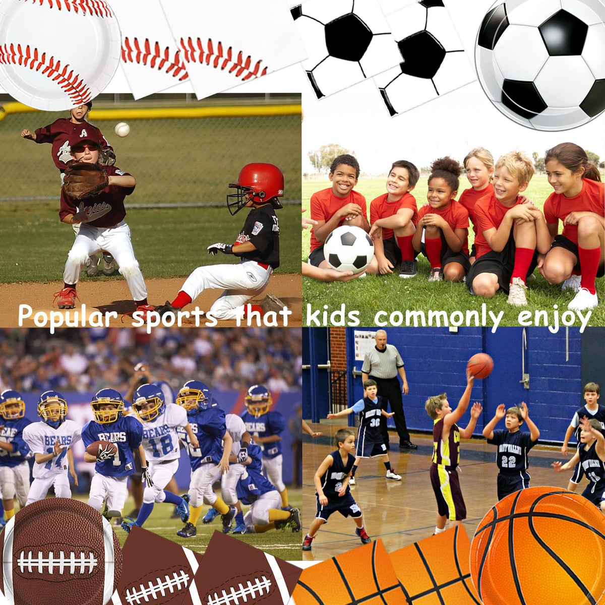 191 PCS Sports Birthday Party Decorations Includes Plates - LINHAXM Official Imagery - 6