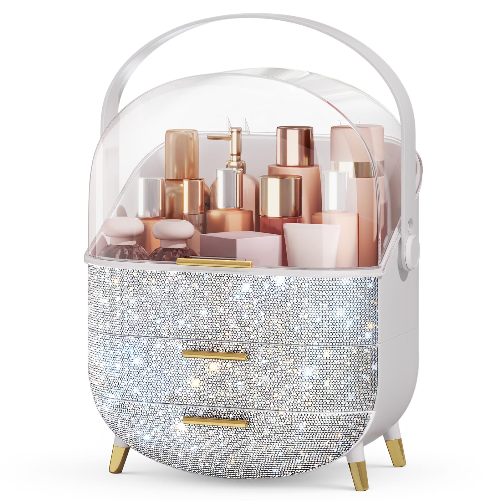 Bling Makeup Organizers, Cosmetic Display Case with Clear Cover, - Product Imagery