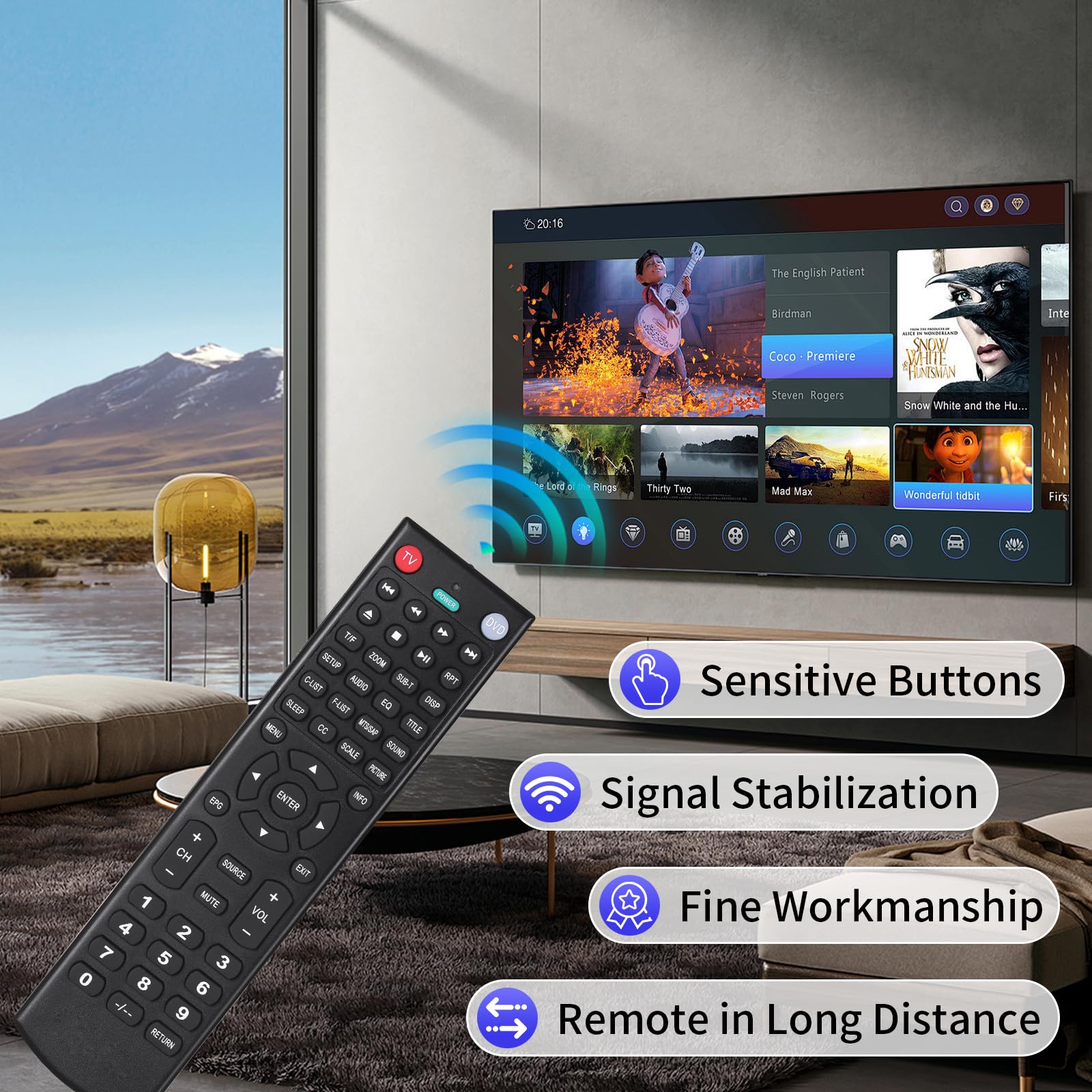 Auilzlz Remote Control Rplacement fit for HITACHI LED LCD Smart T by Auilzlz - Angle View 7