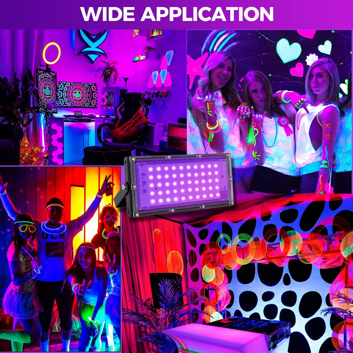 50W LED Black Lights for Glow Party IP65 Waterproof UV - Waygor Official Imagery - 7