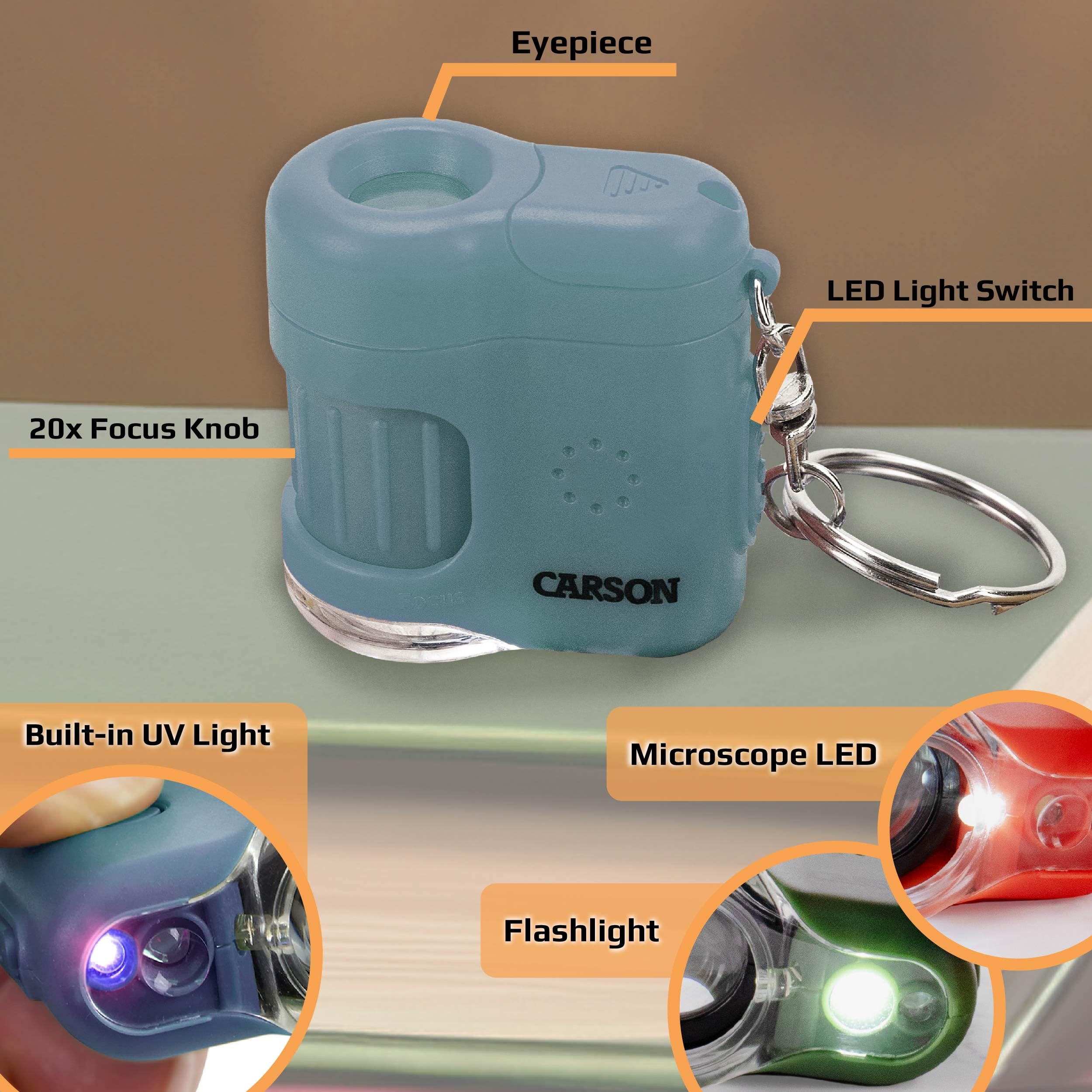 Carson MicroMini 20x LED Lighted Pocket Microscope Keychain by Carson - Angle View 2