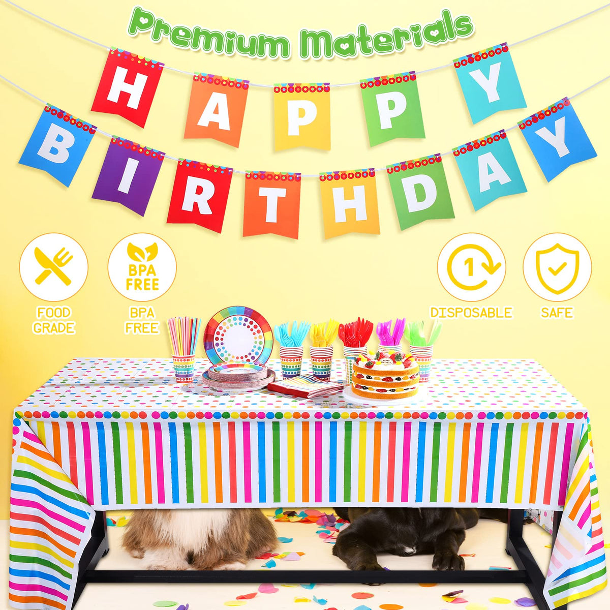 Sepamoon 258 Pcs Rainbow Style Birthday Party Supplies - Sepamoon Official Imagery - 4