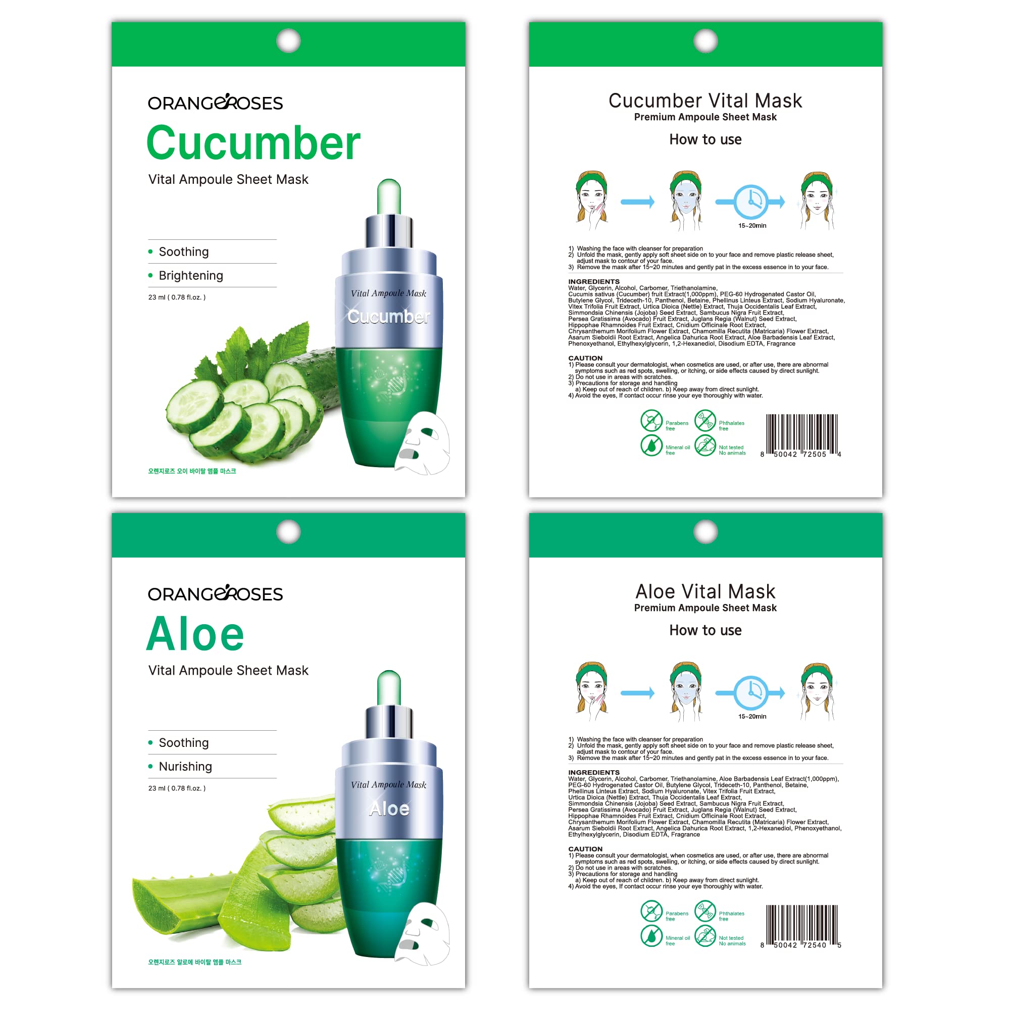 【Orangeroses】 100 Pcs Combo Pack, Premium Korean Essence Facial - OBS lab