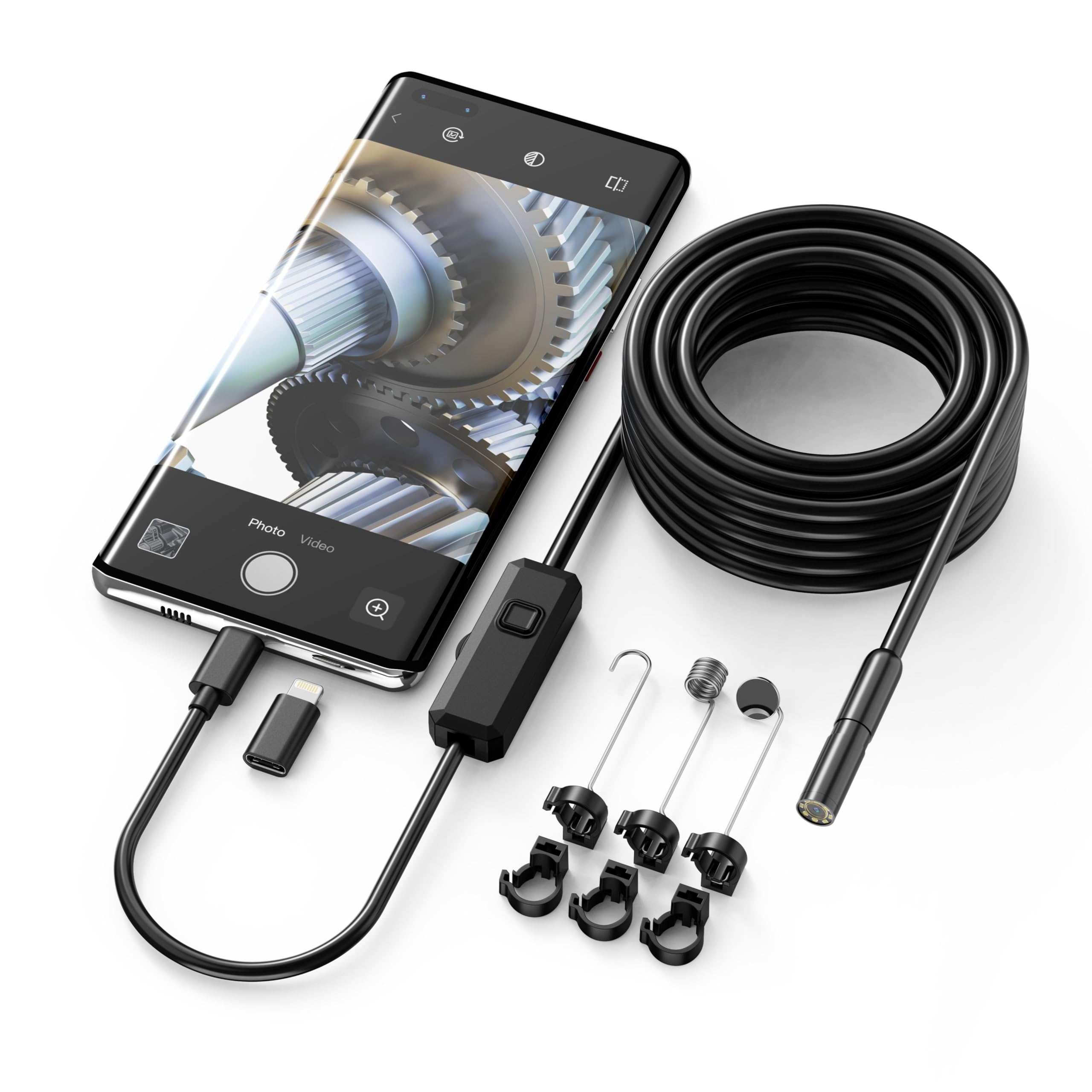 1920P HD 9.8FT Endoscope Camera with Light, Borescope with 8 - Product Imagery