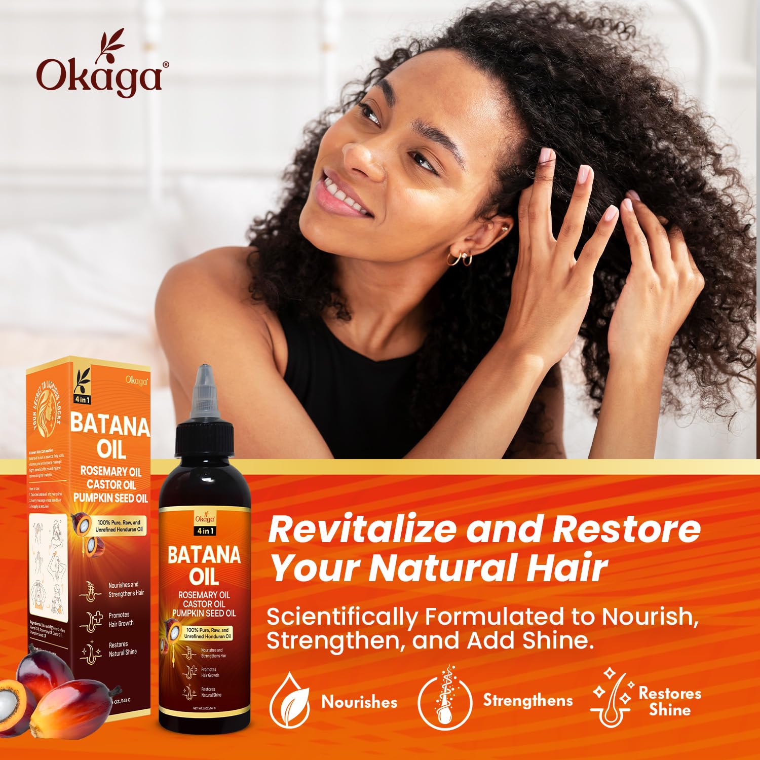 Okaga Batana Oil for Hair Growth, 100% Pure Unrefined Honduran, Rosemary - Okaga Official Product View 5