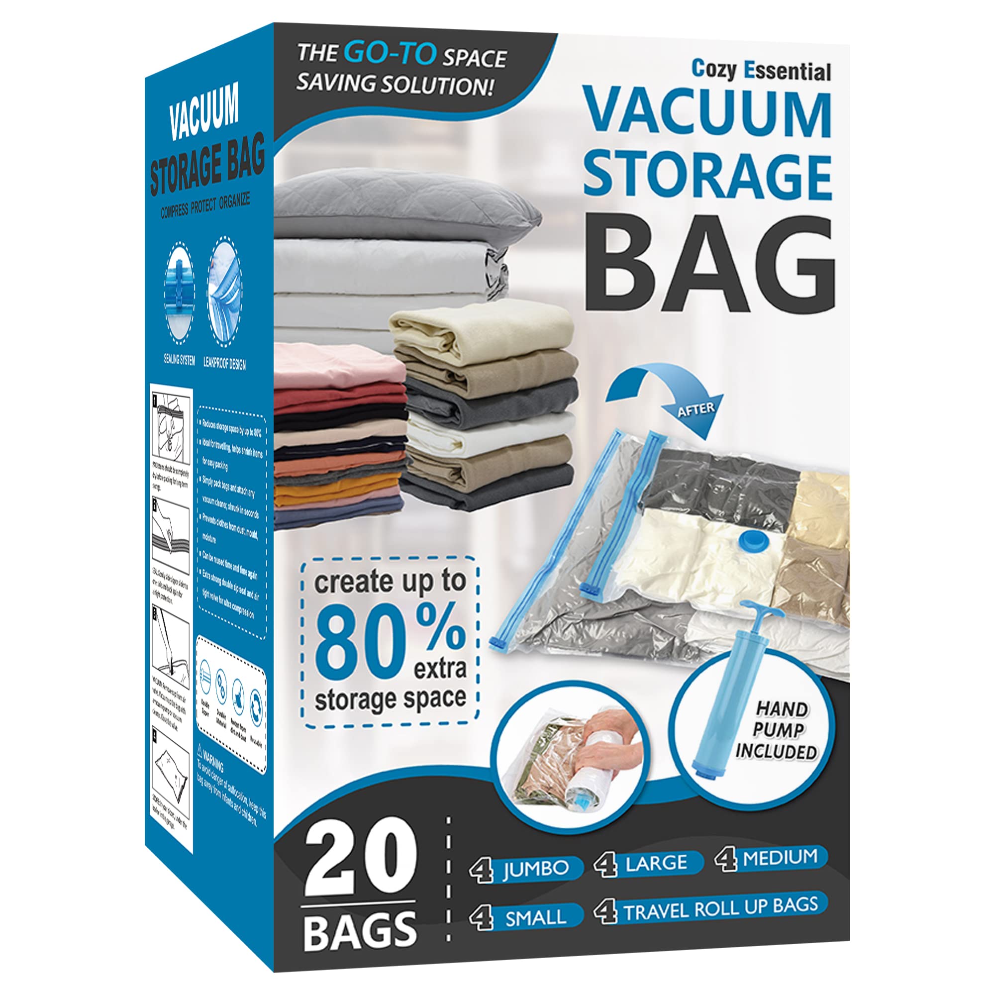 Vacuum Storage Bags with Hand Pump Vacuum Seal Space Saver - Cozy Essential Official Imagery - 1
