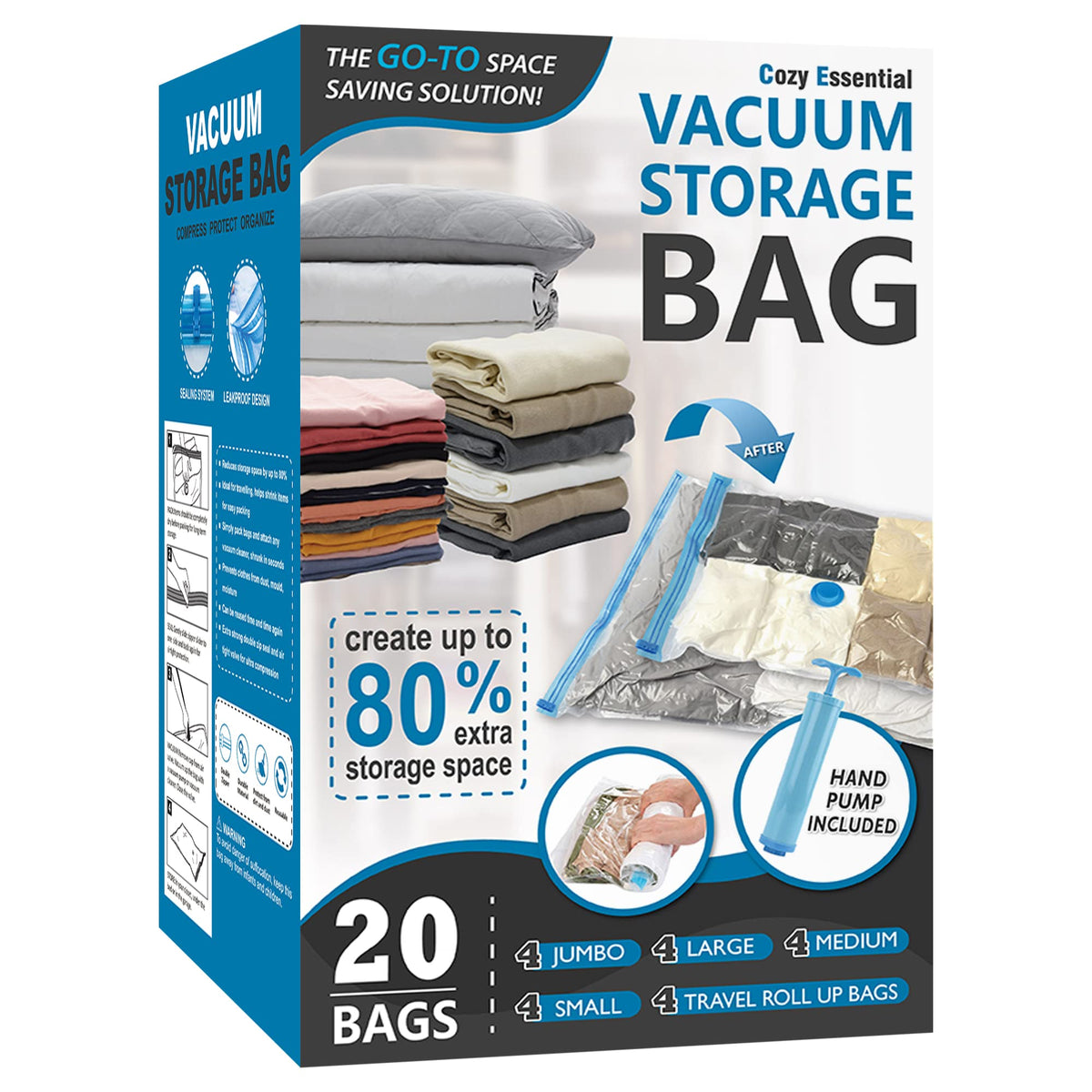 Vacuum Storage Bags with Hand Pump Vacuum Seal Space Saver - Cozy Essential Official Imagery - 2