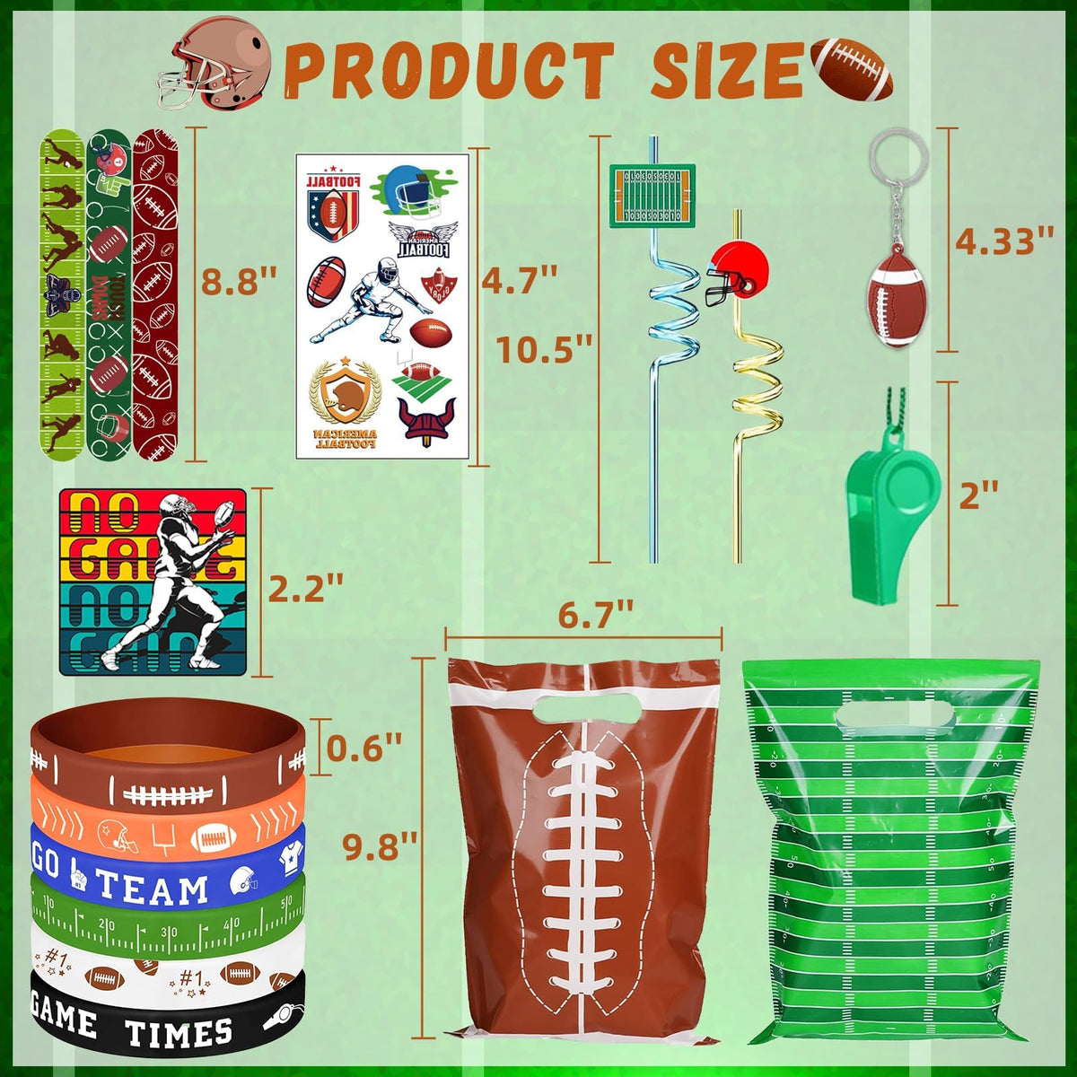 134 Pcs Football Party Favors Set 12 Silicone Bracelet 12 - Bluegogo Official Imagery - 4